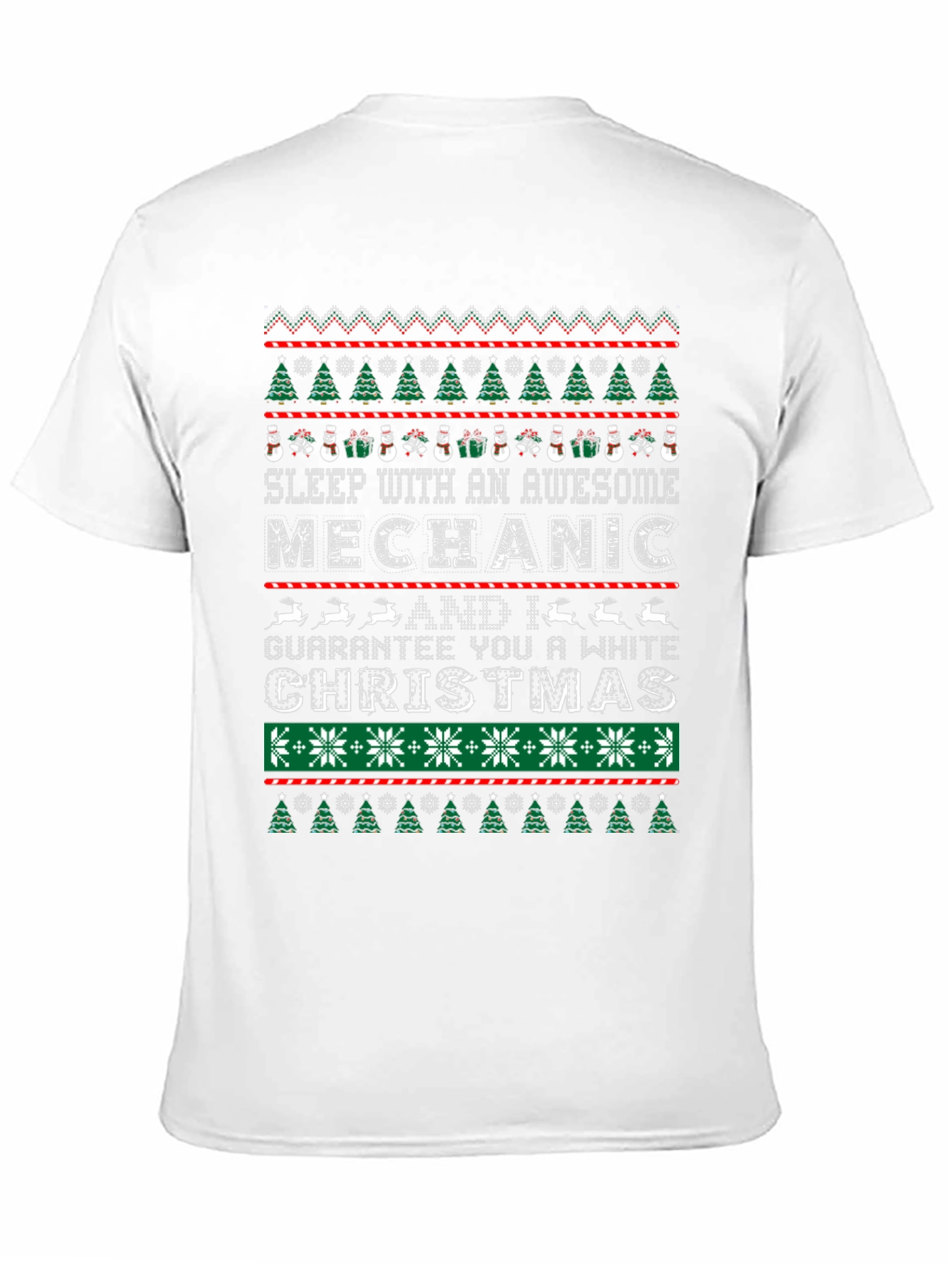 Mechanic Christmas Ugly Sweater Style T-Shirt