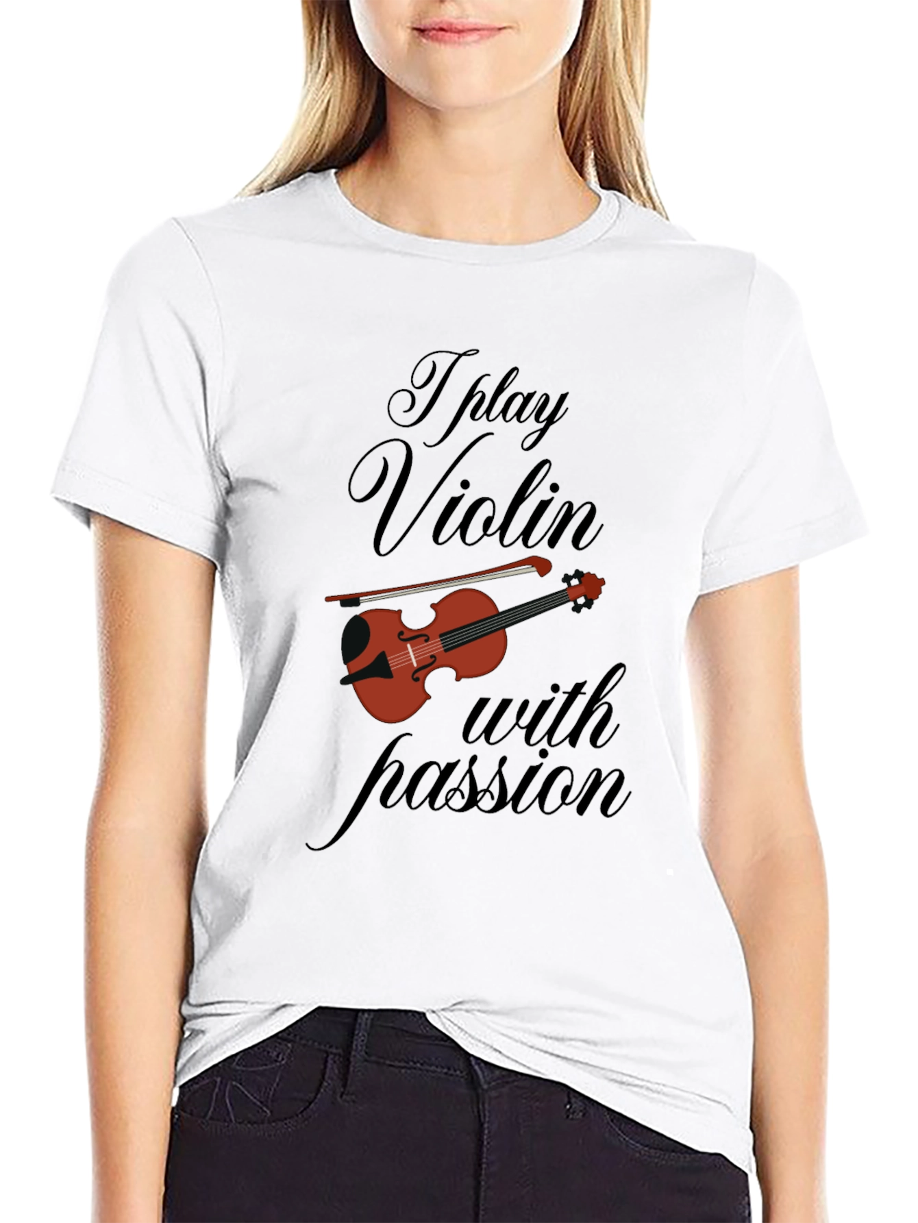 I Play Violin With Passion Black T-Shirt