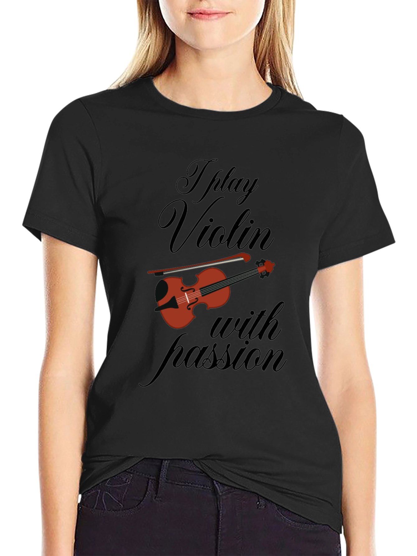 I Play Violin With Passion Black T-Shirt