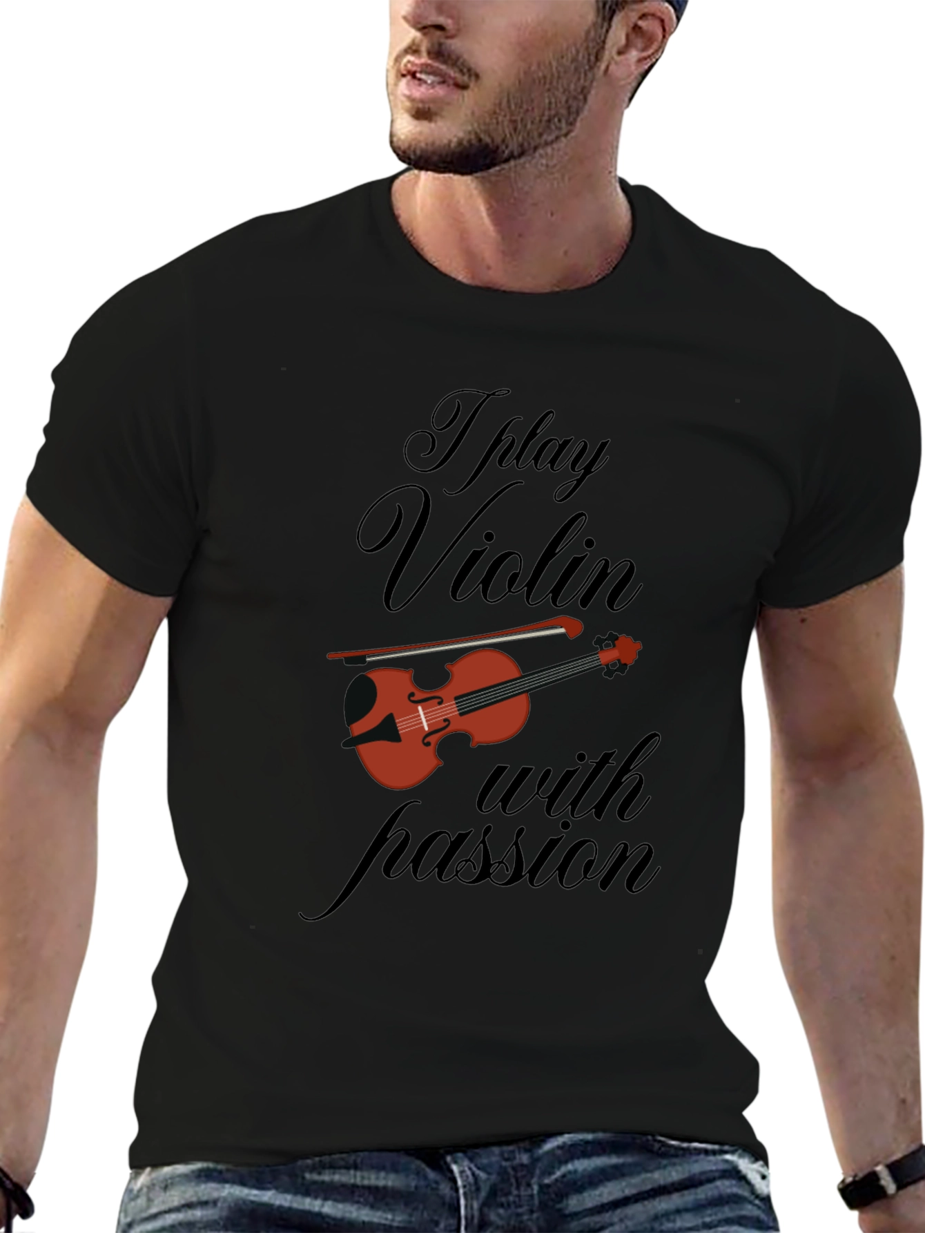 I Play Violin With Passion Black T-Shirt