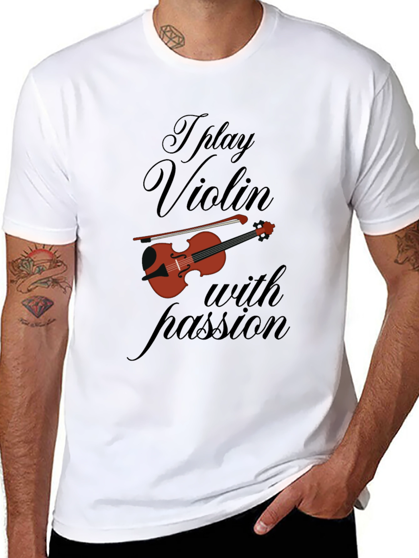 I Play Violin With Passion Black T-Shirt