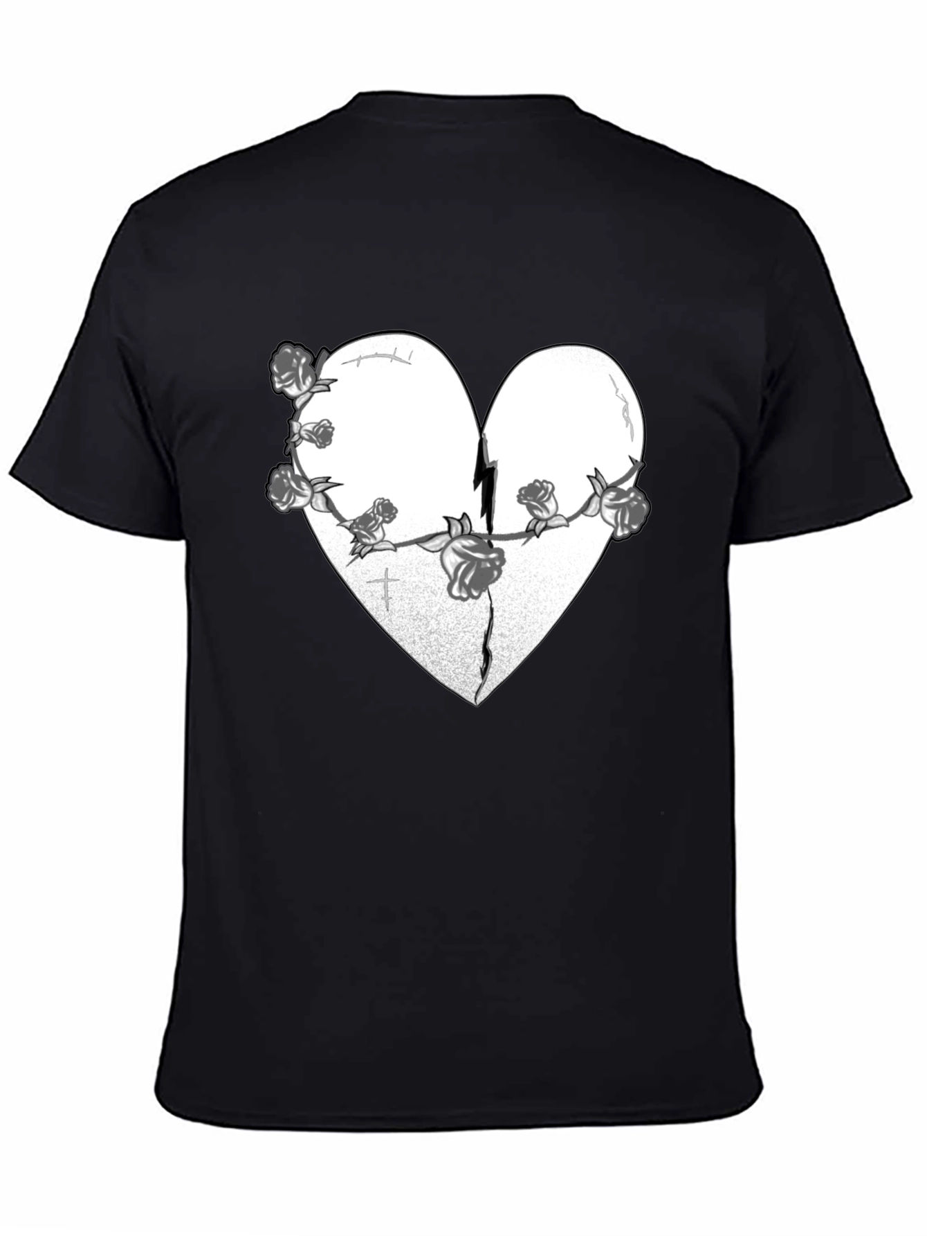 Broken Heart Roses Graphic Tee - Black