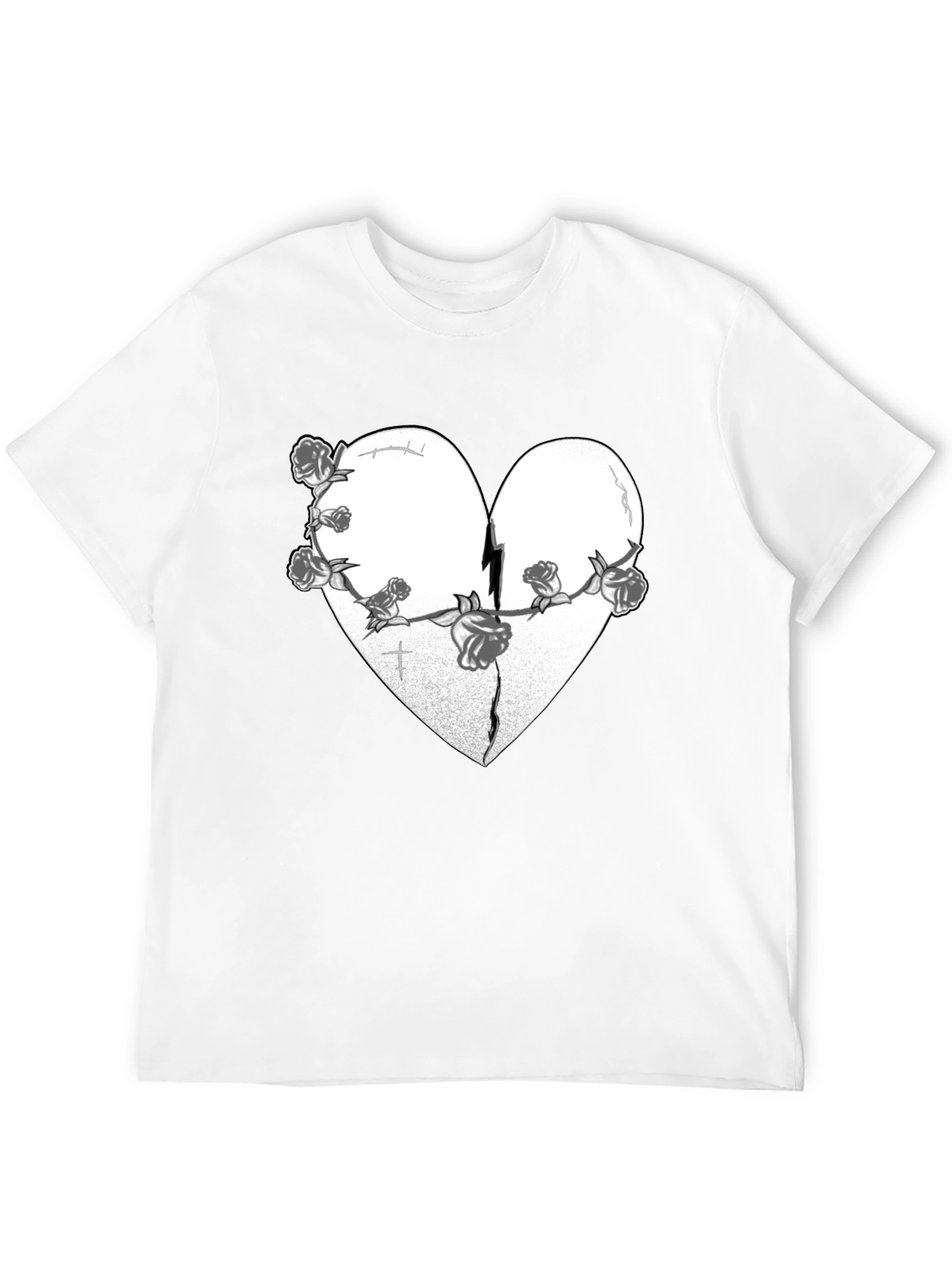 Broken Heart Roses Graphic Tee - Black
