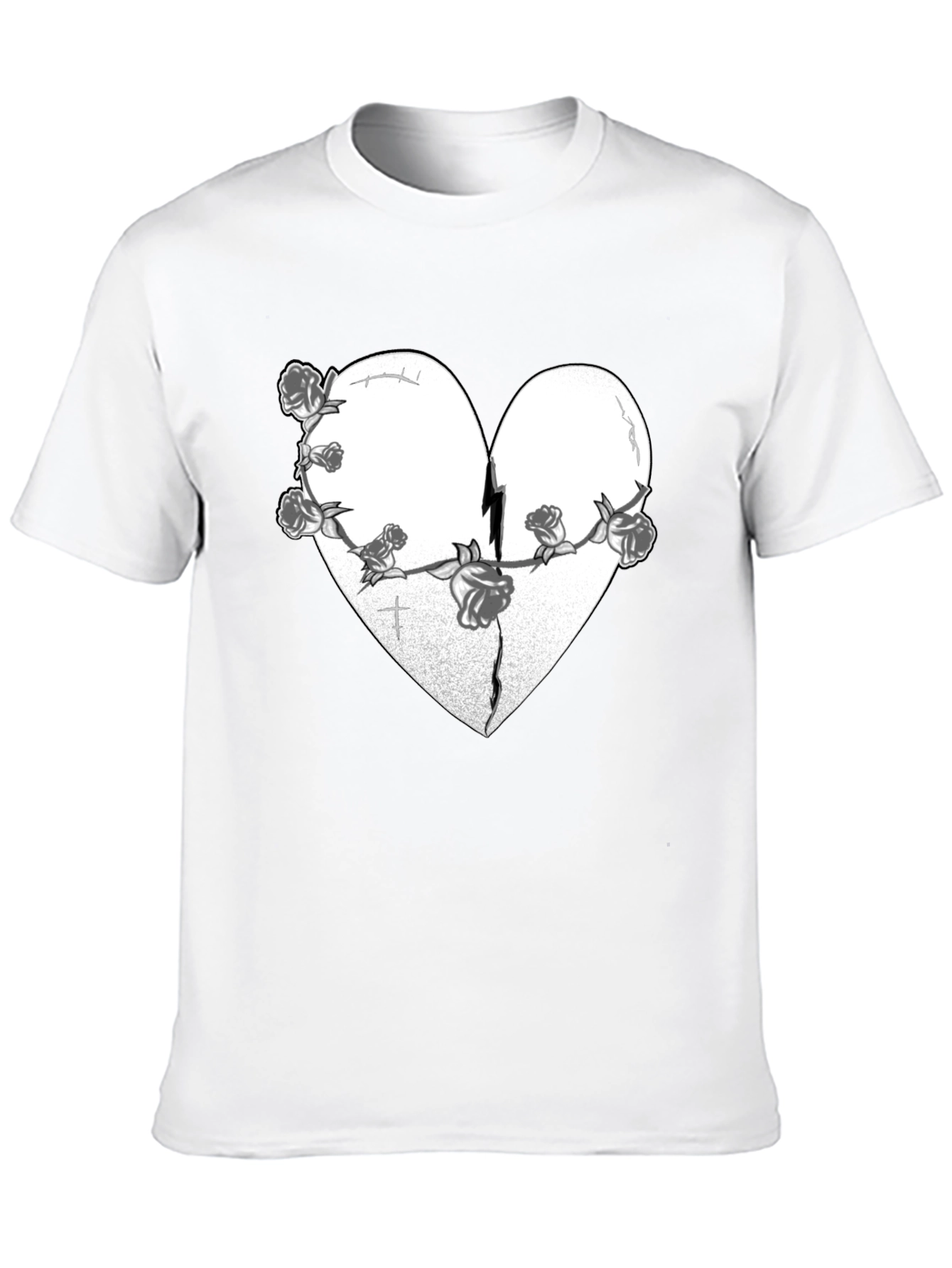 Broken Heart Roses Graphic Tee - Black
