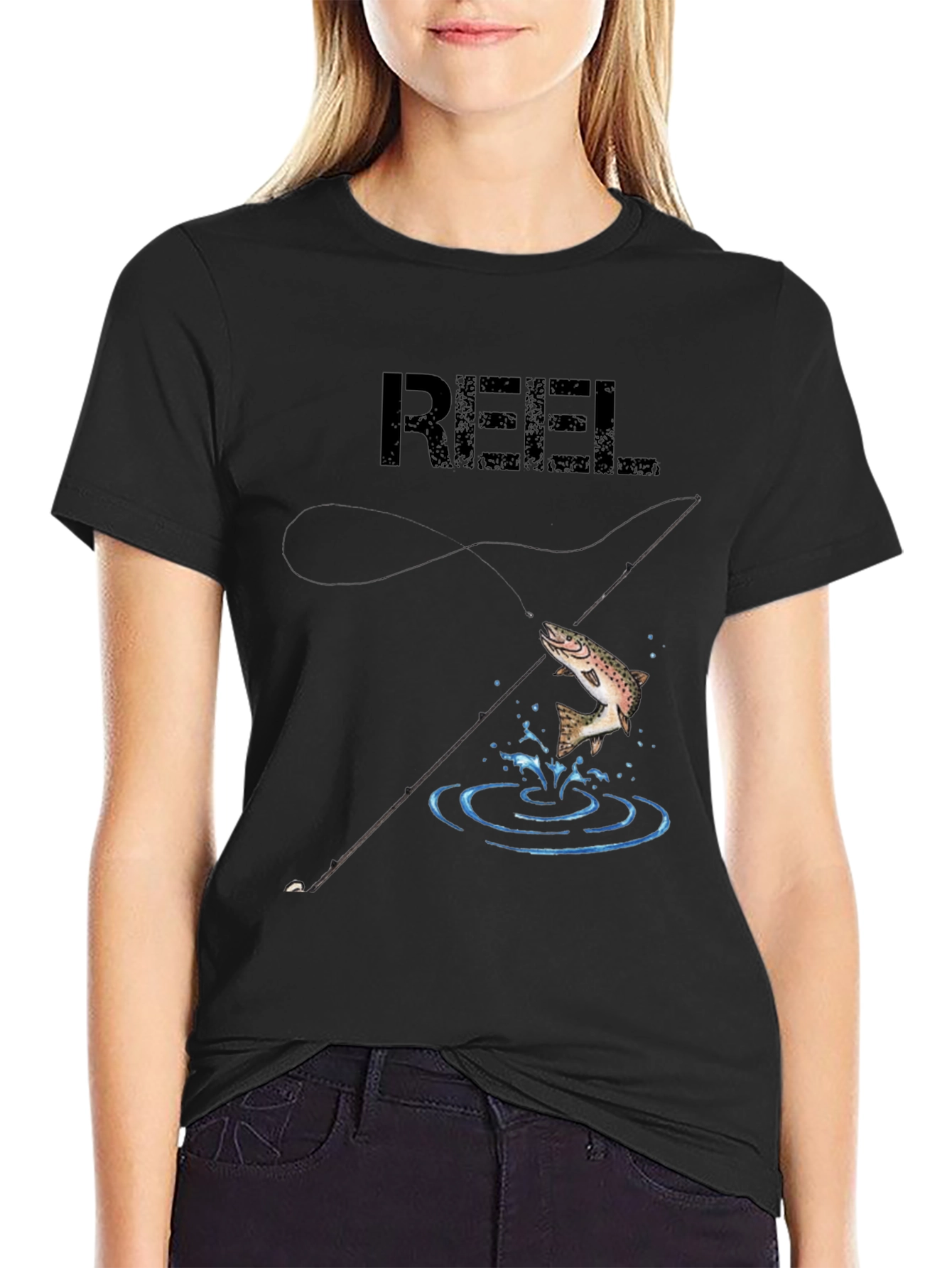 Reel Fish Graphic Tee - Black Cotton