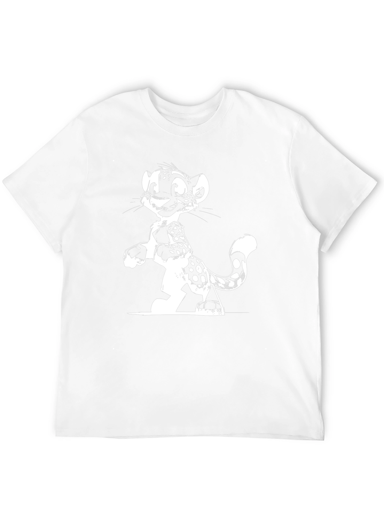 Cartoon Leopard Graphic Tee - Black