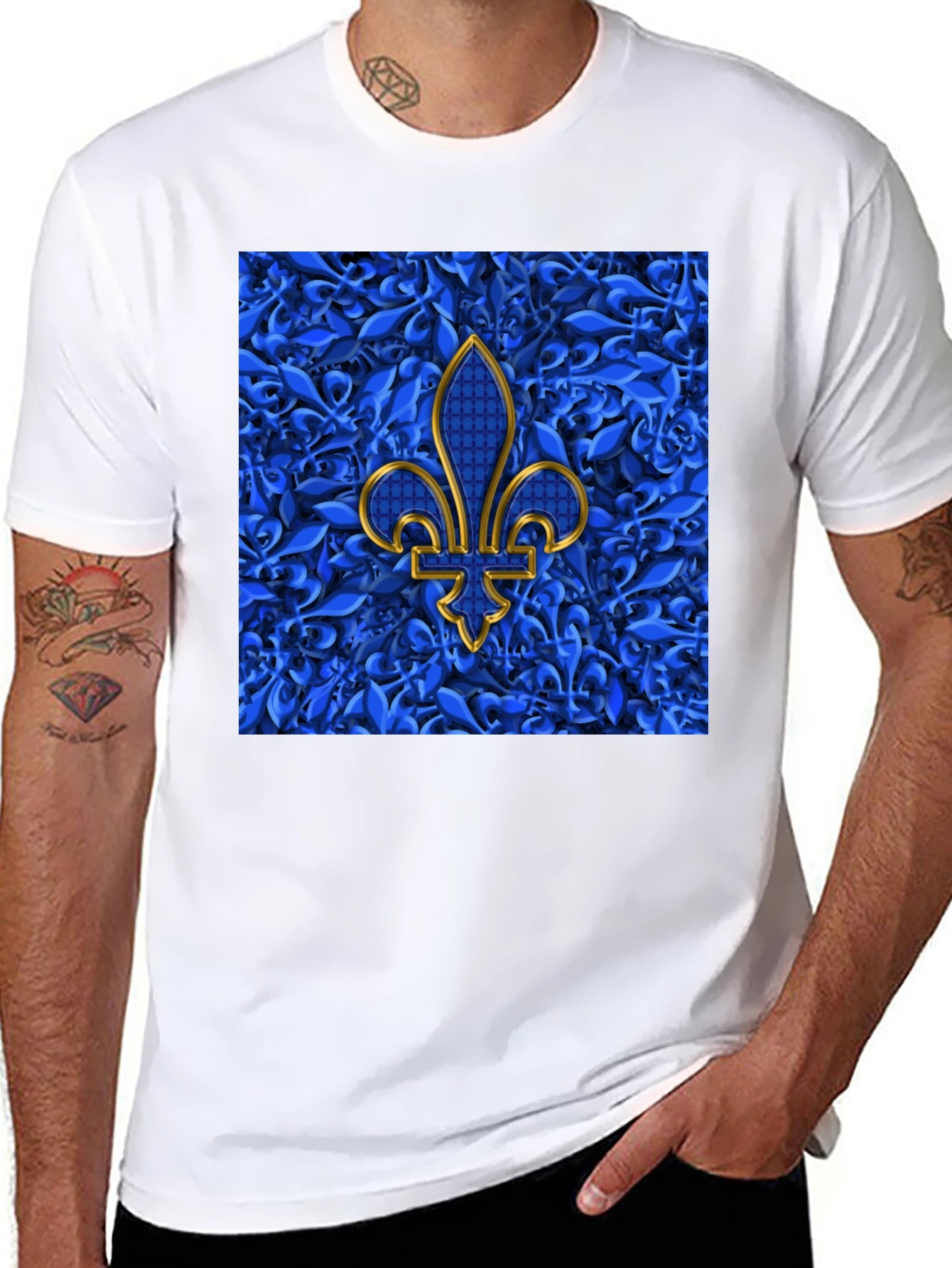 Fleur-de-Lis Graphic Tee - Stylish Mens Black T-Shirt