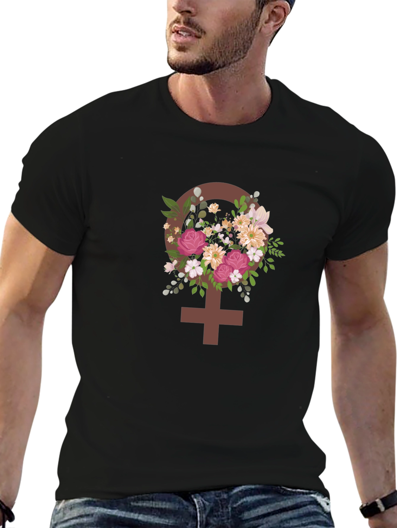 Feminist Floral Symbol T-Shirt - Empowering Design