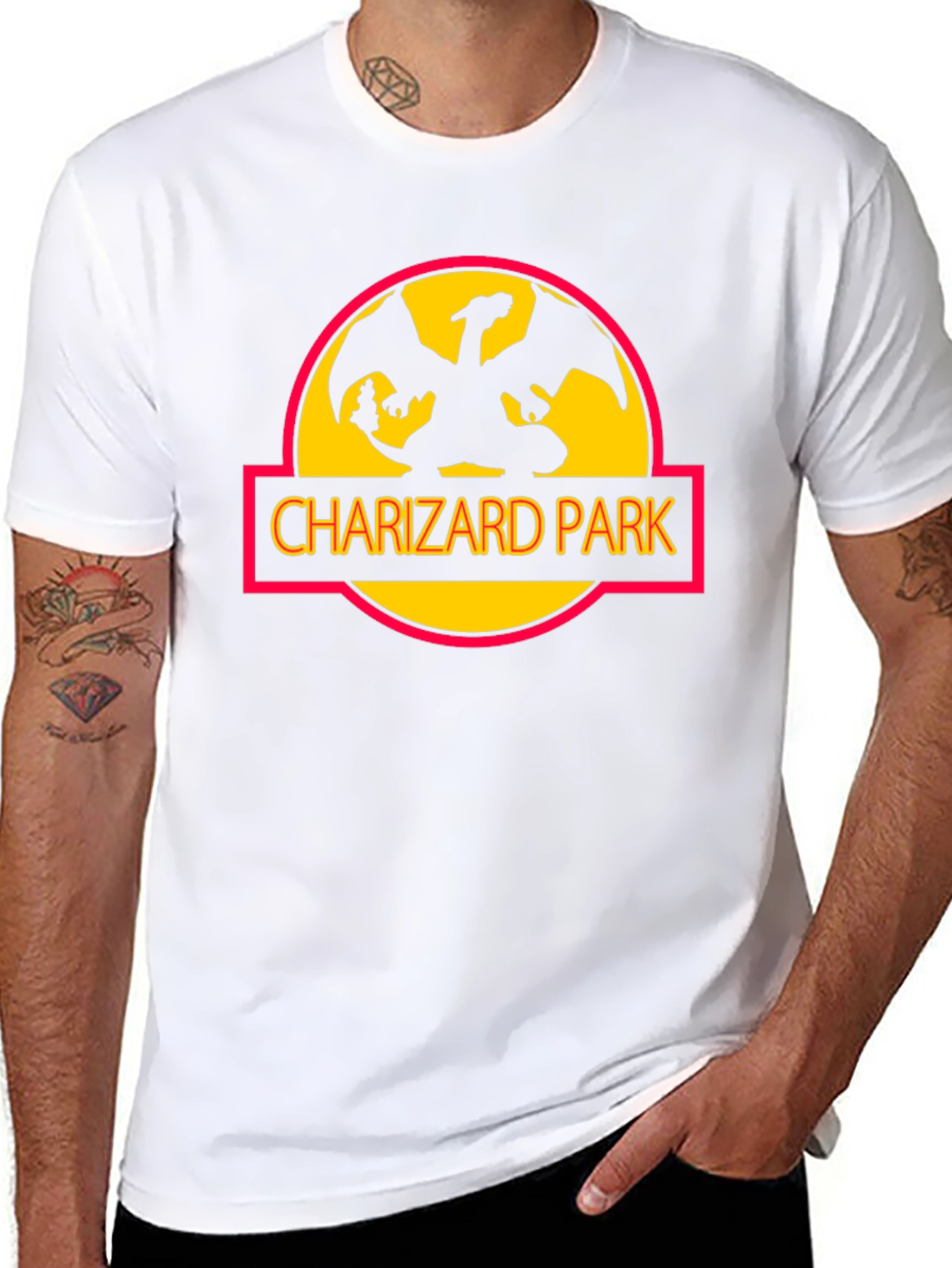 Charizard Park Graphic Tee - Black Cotton T-Shirt