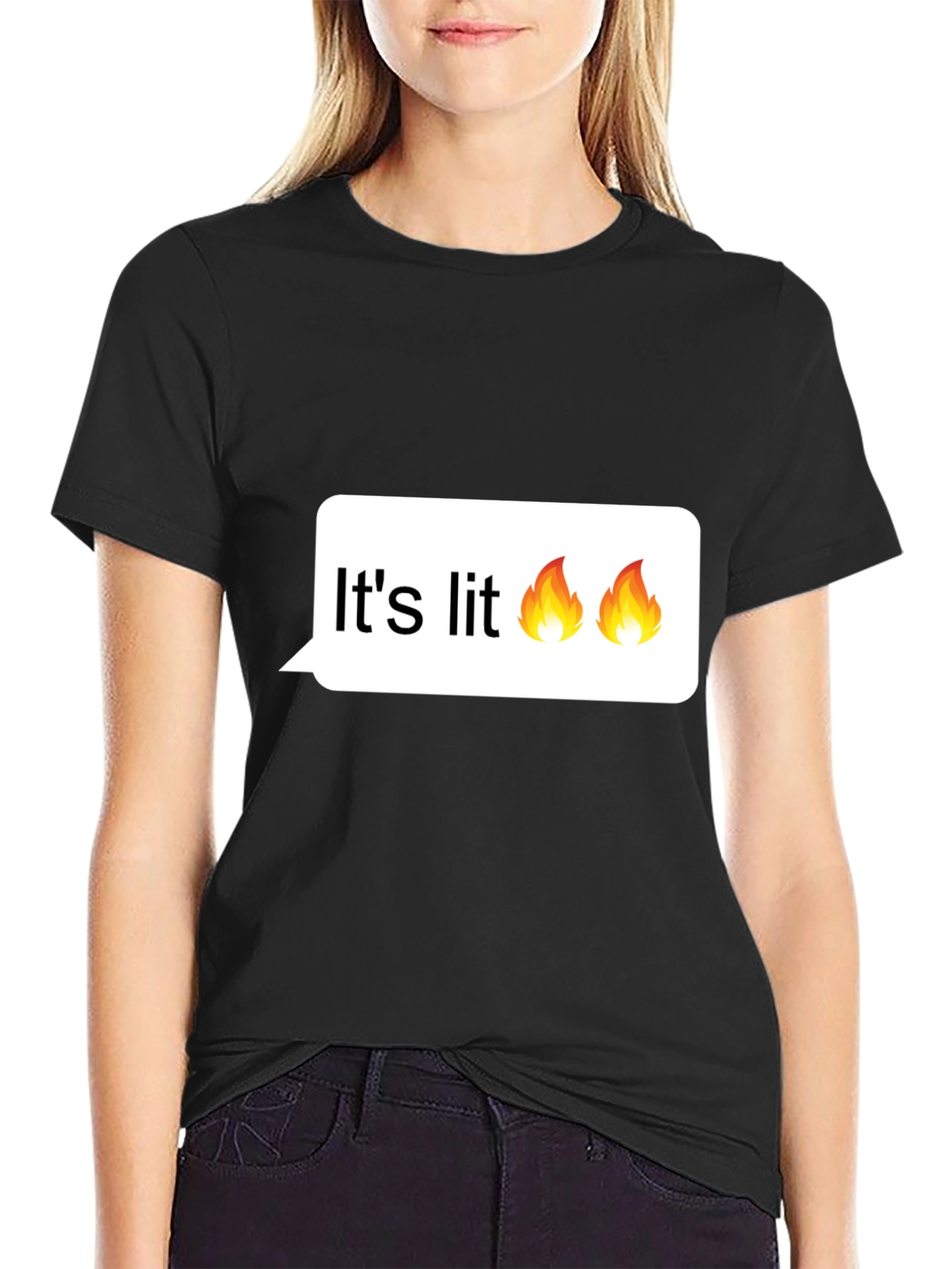 Its Lit! Graphic Tee - Trendy Black T-Shirt