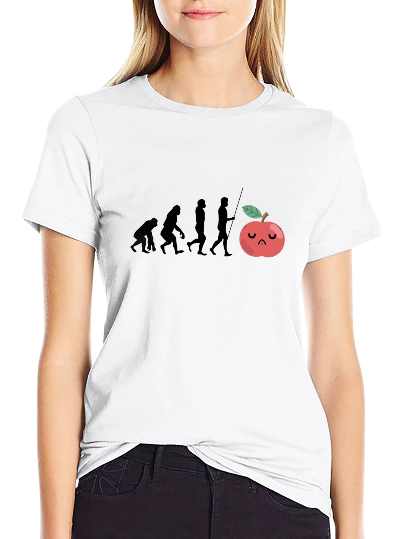 Evolution Sad Apple Black T-Shirt
