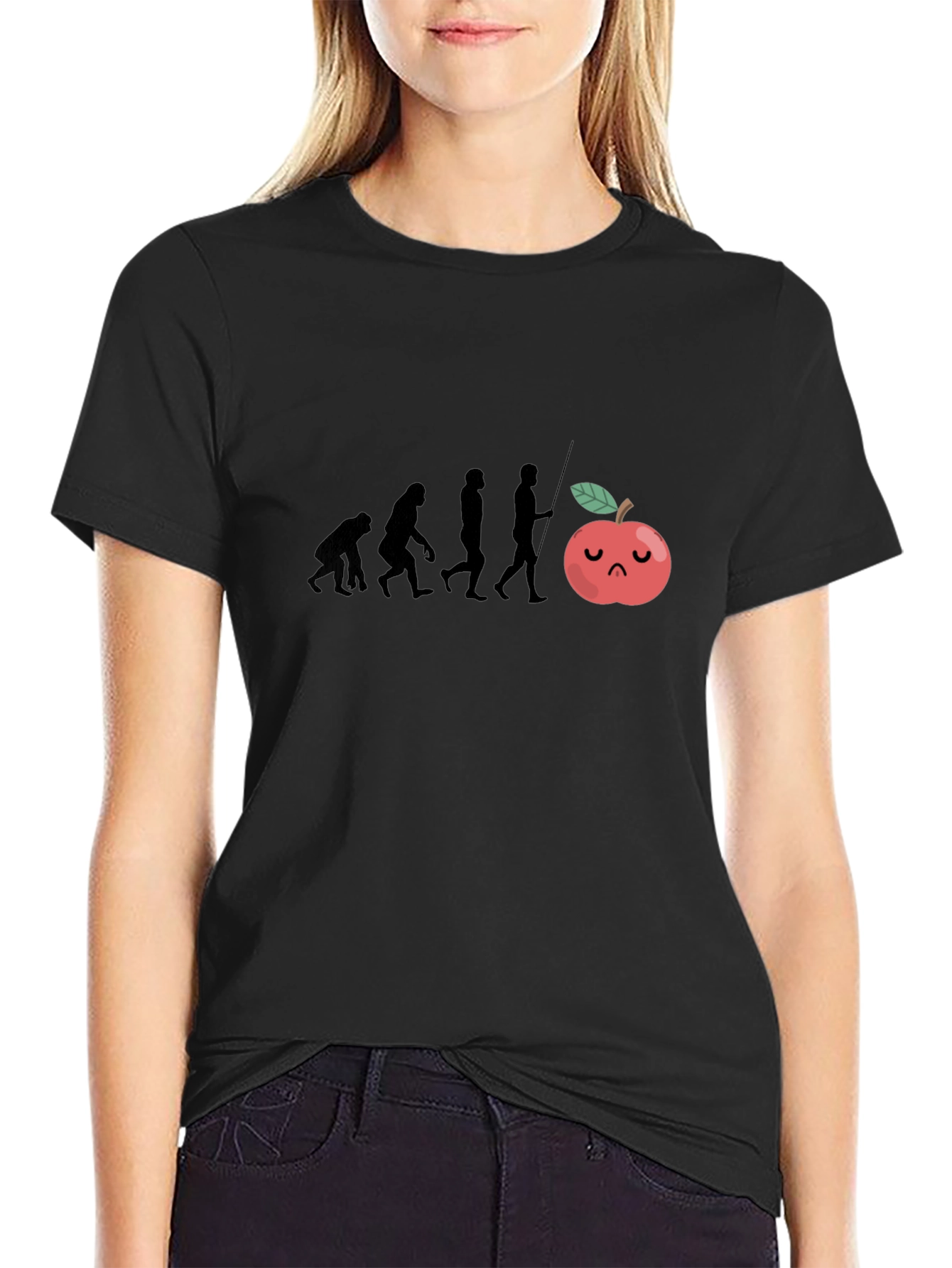 Evolution Sad Apple Black T-Shirt
