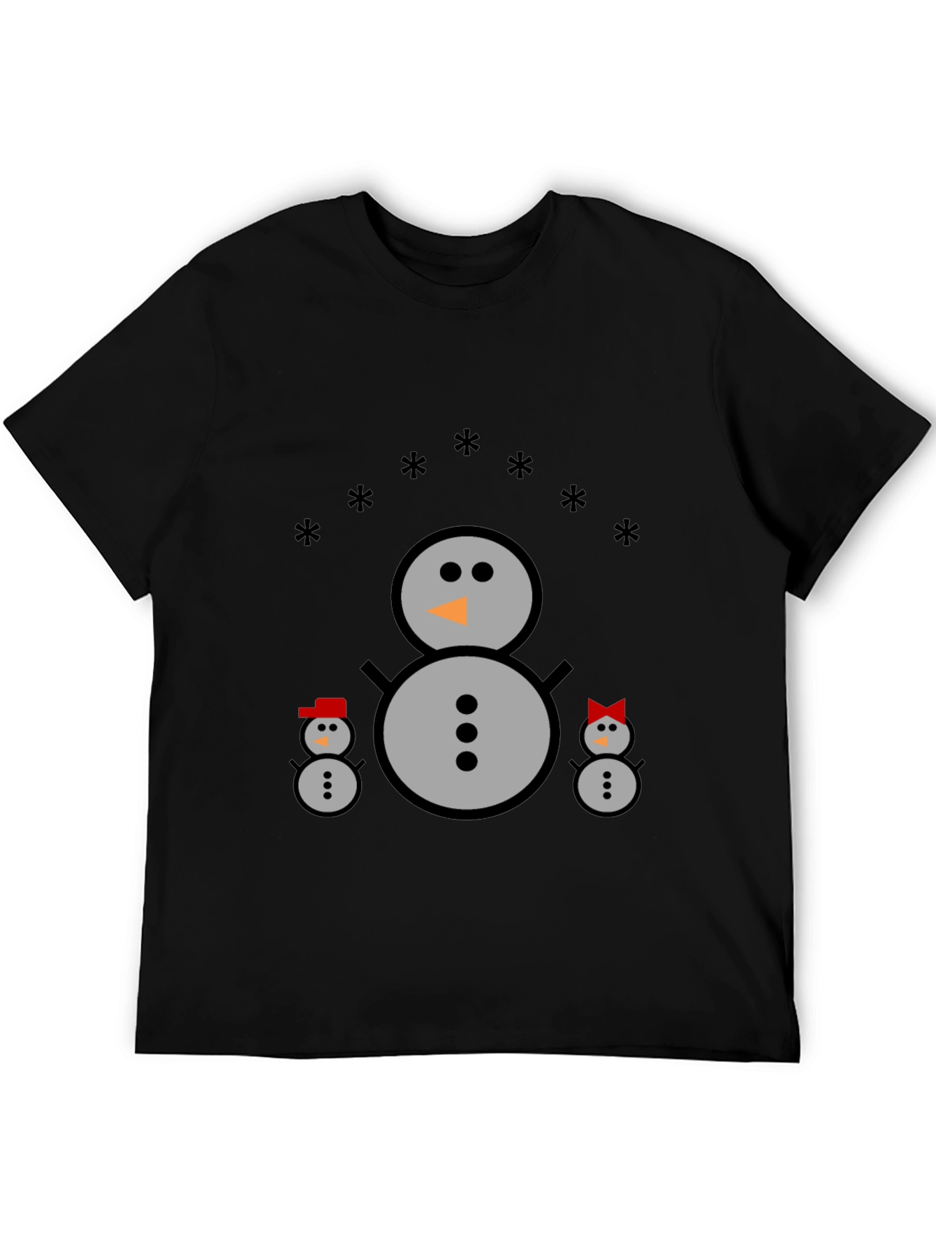 Snowman Family Black T-Shirt