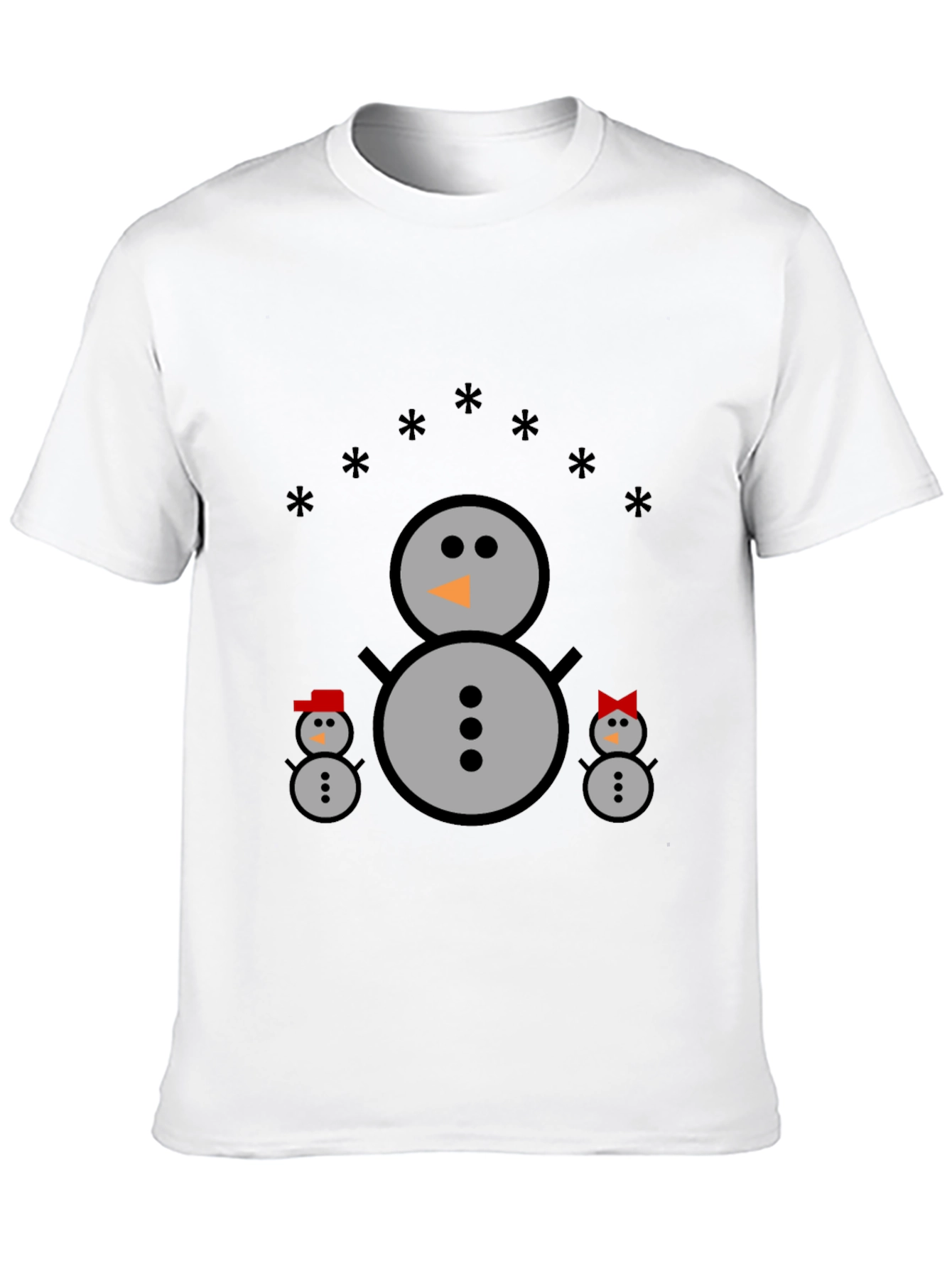 Snowman Family Black T-Shirt