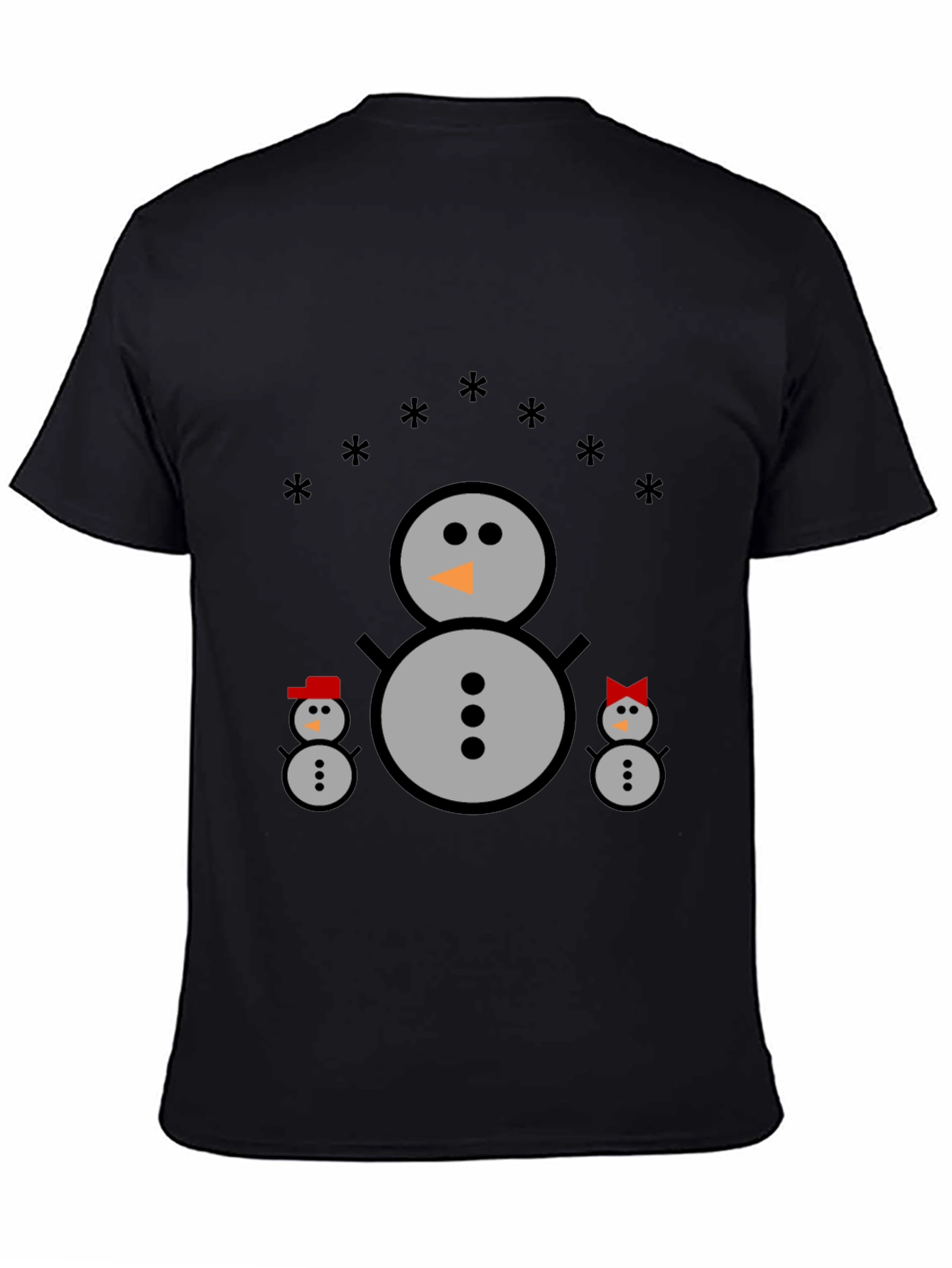 Snowman Family Black T-Shirt