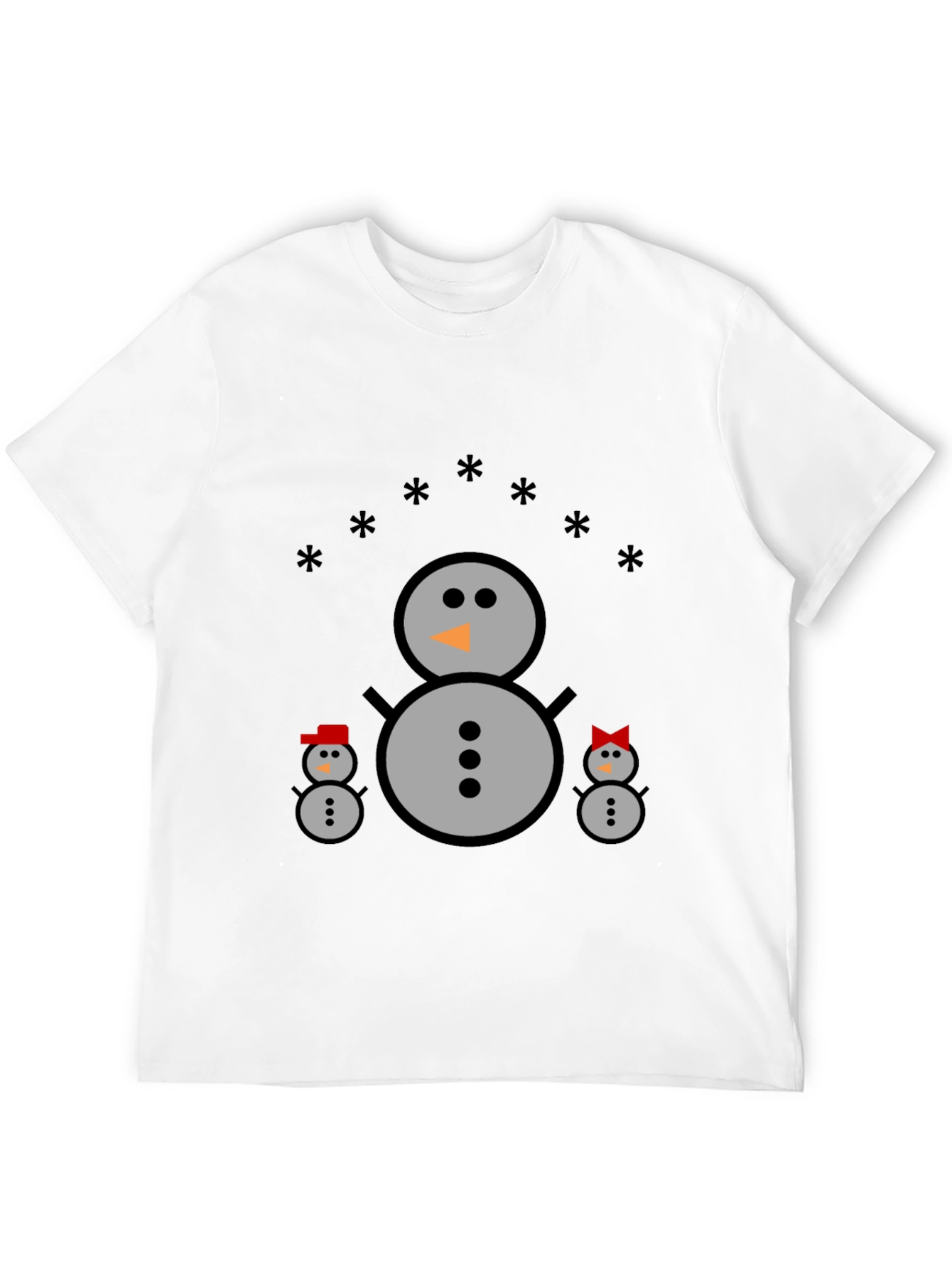 Snowman Family Black T-Shirt
