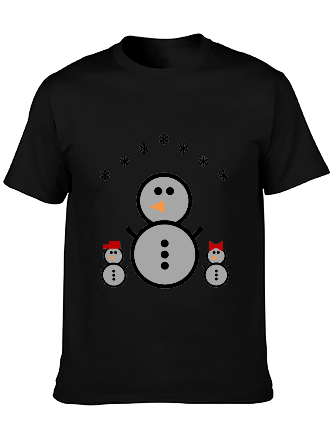 Snowman Family Black T-Shirt