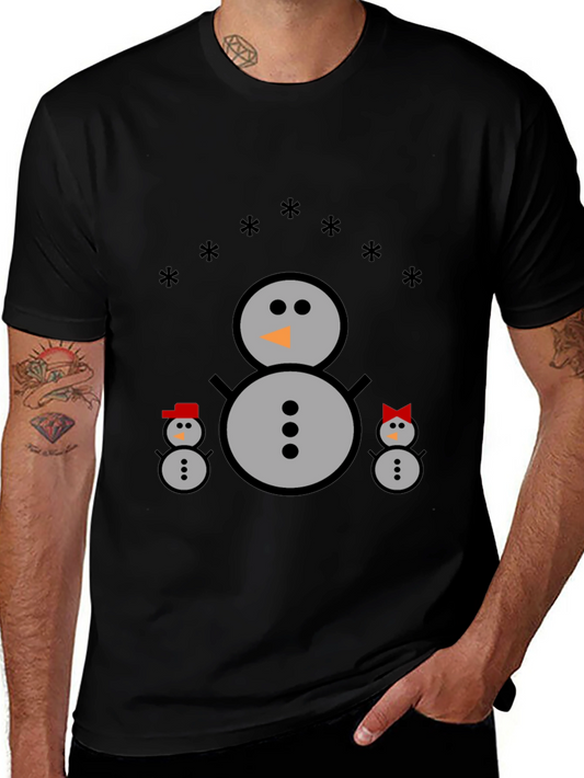 Snowman Family Black T-Shirt
