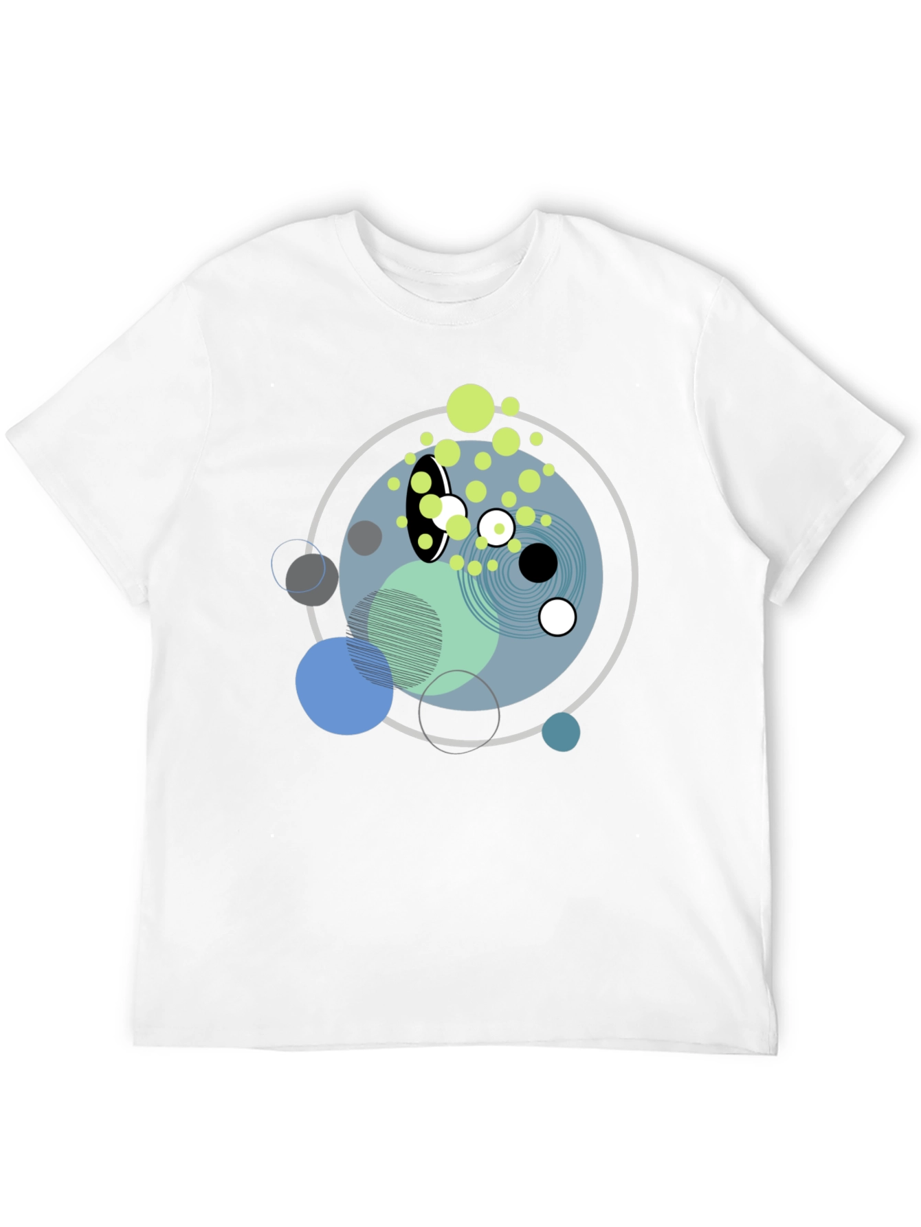 Abstract Geometric Circles Graphic Black T-Shirt