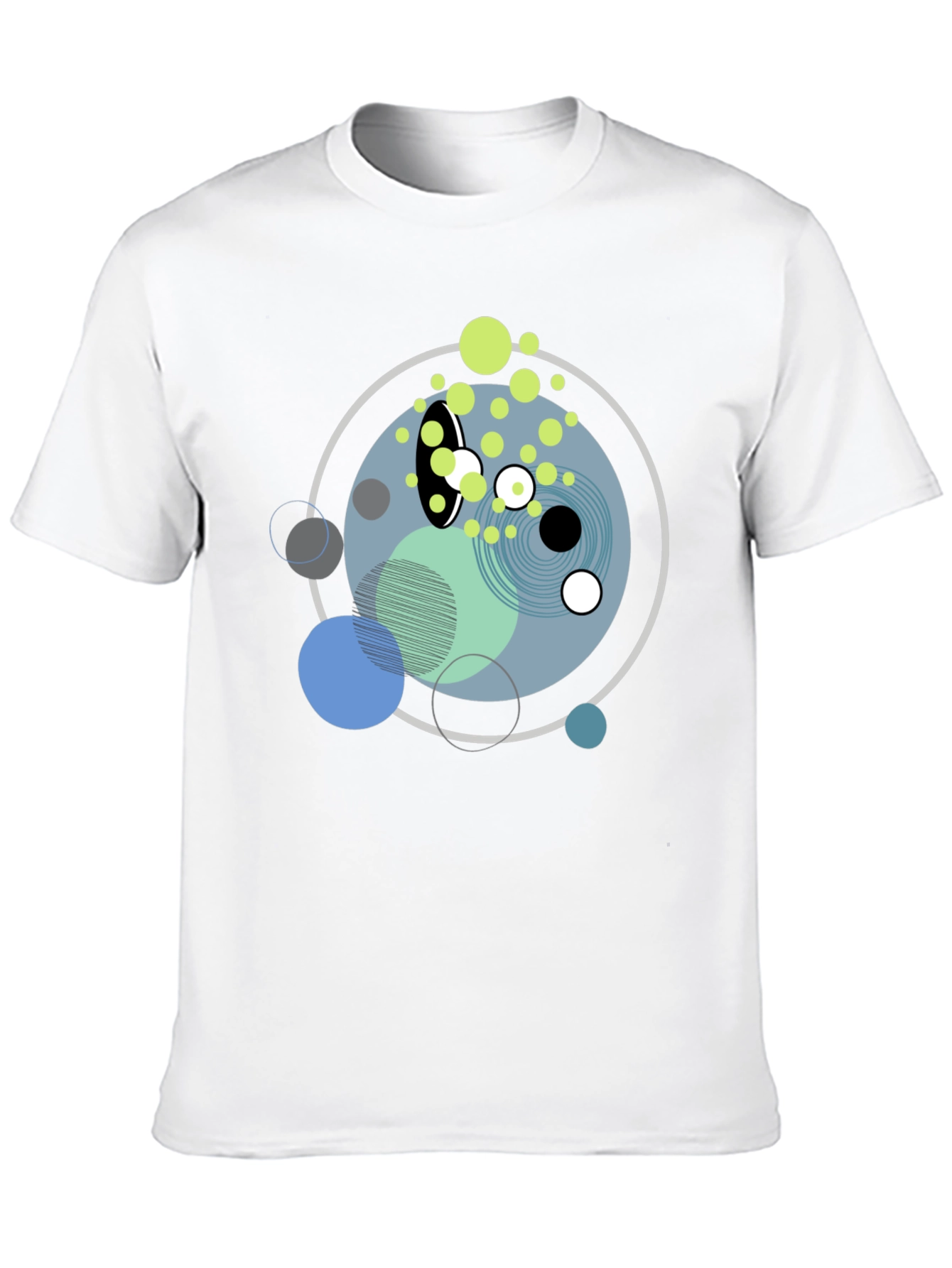 Abstract Geometric Circles Graphic Black T-Shirt