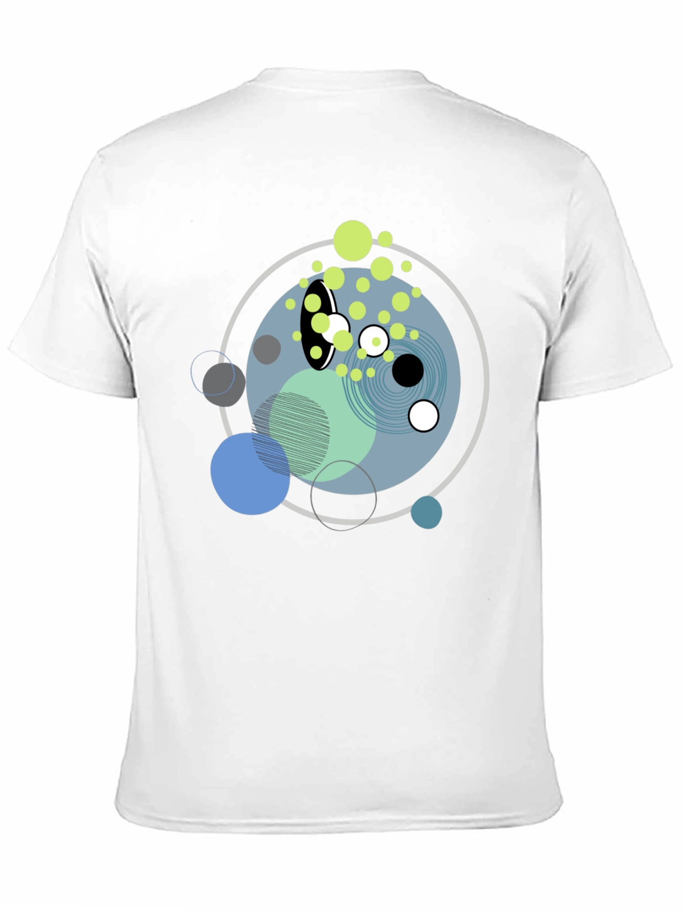 Abstract Geometric Circles Graphic Black T-Shirt