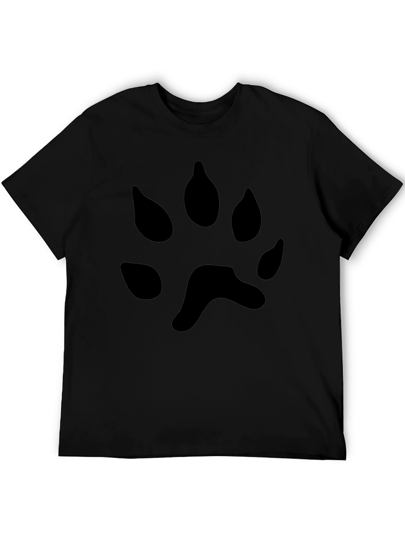 Black T-Shirt with Paw Print Design