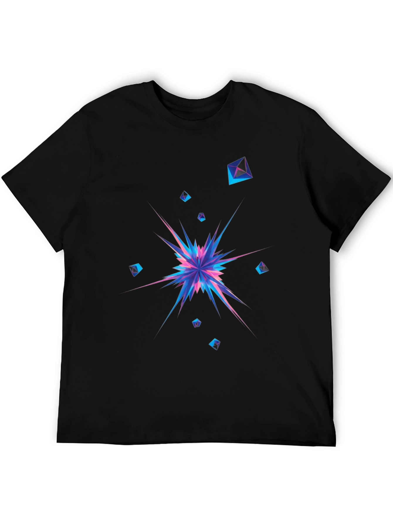 Abstract Geometric Burst Mens Black T-Shirt