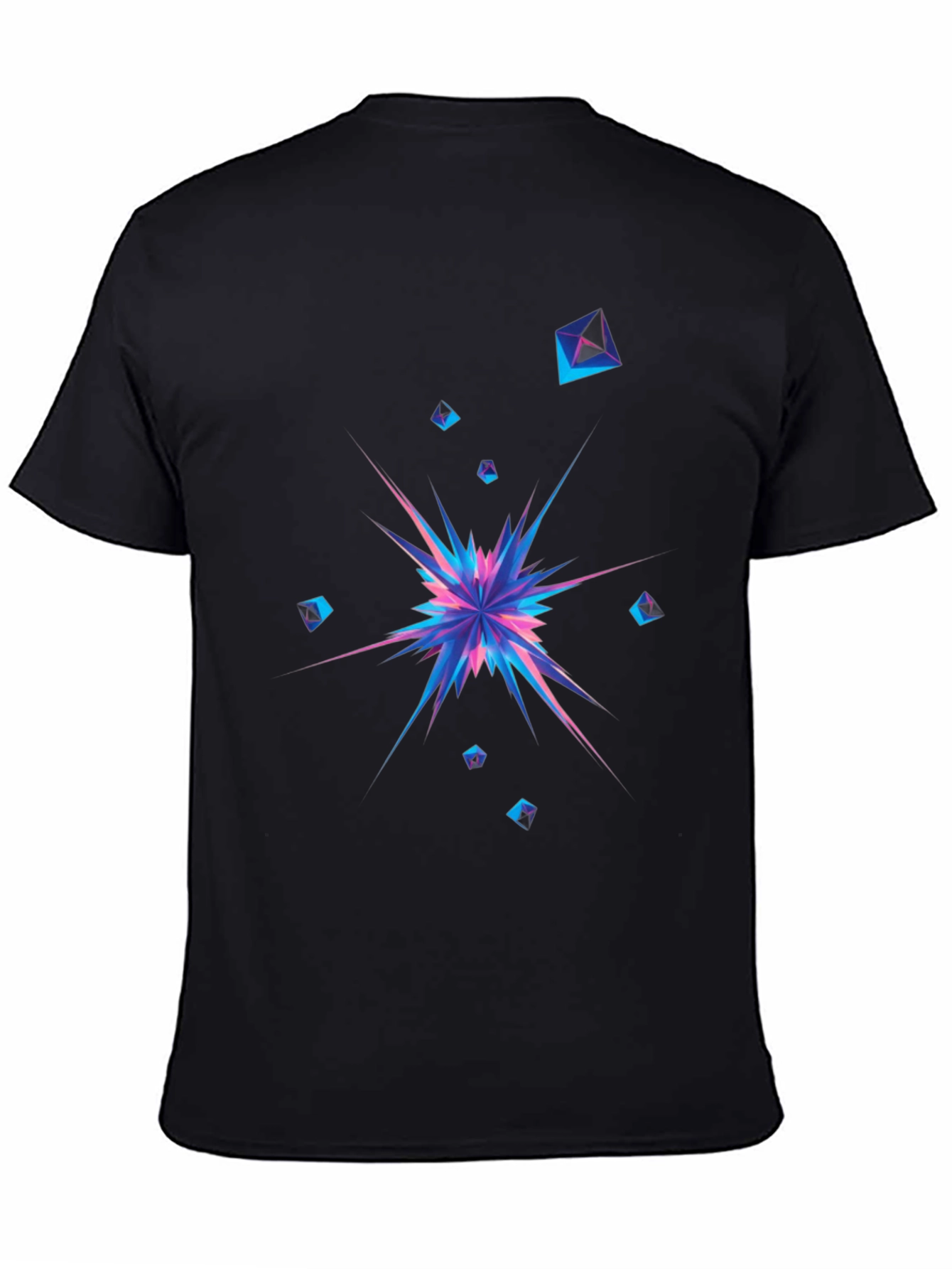 Abstract Geometric Burst Mens Black T-Shirt