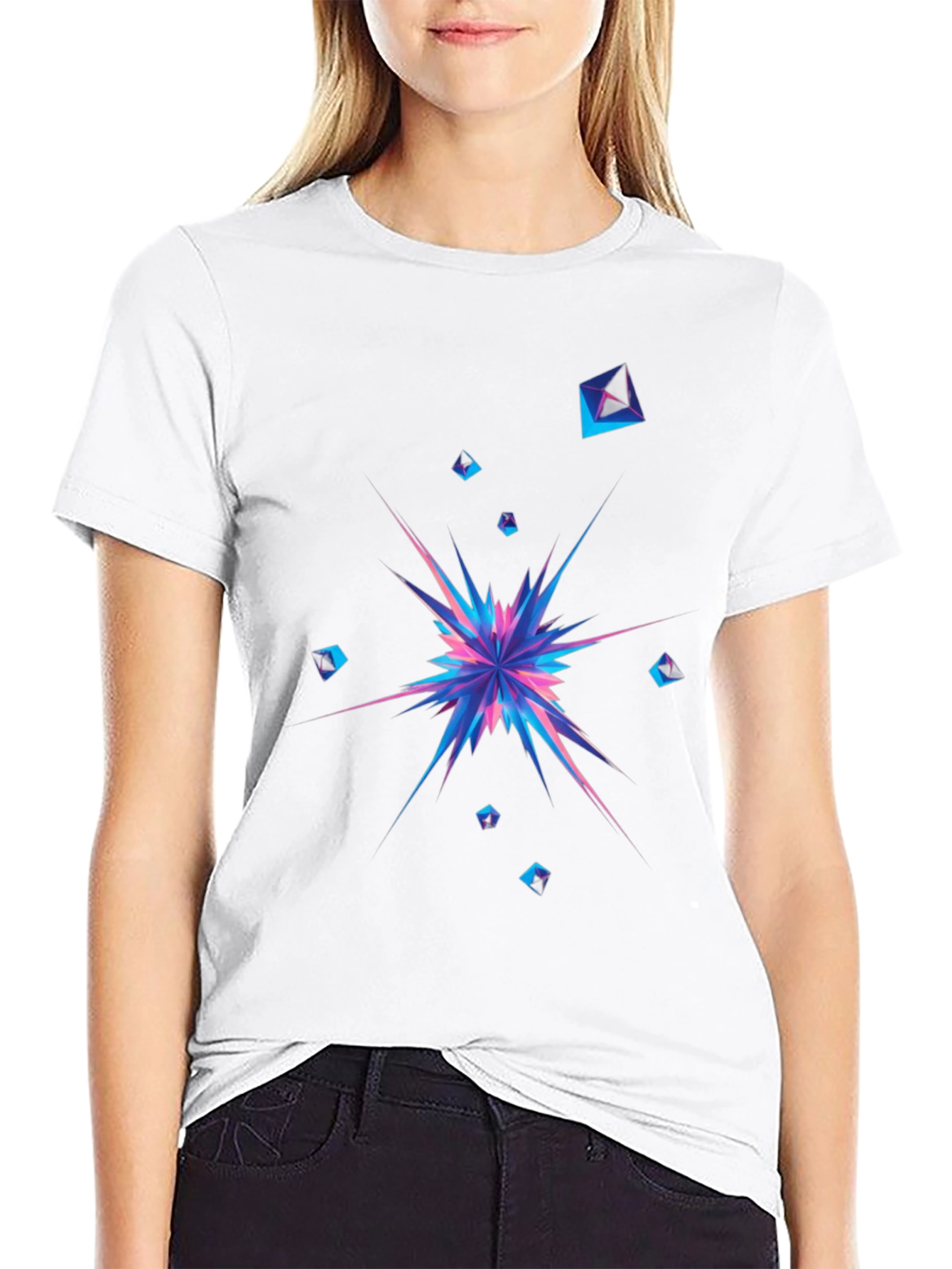 Abstract Geometric Burst Mens Black T-Shirt