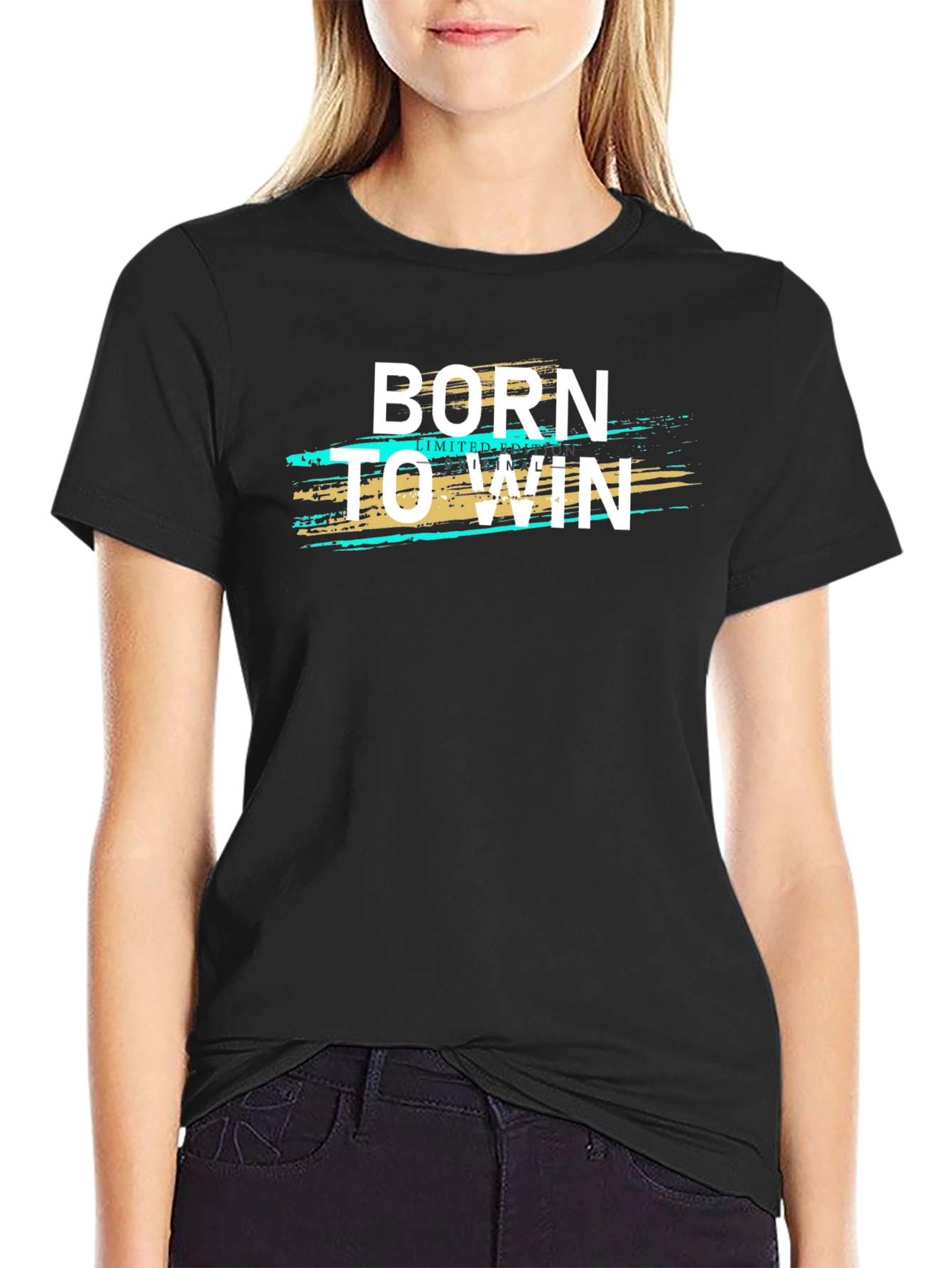 Born to Win Graphic Print Black T-Shirt
