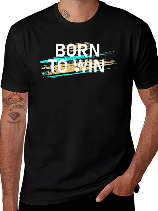 Born to Win Graphic Print Black T-Shirt