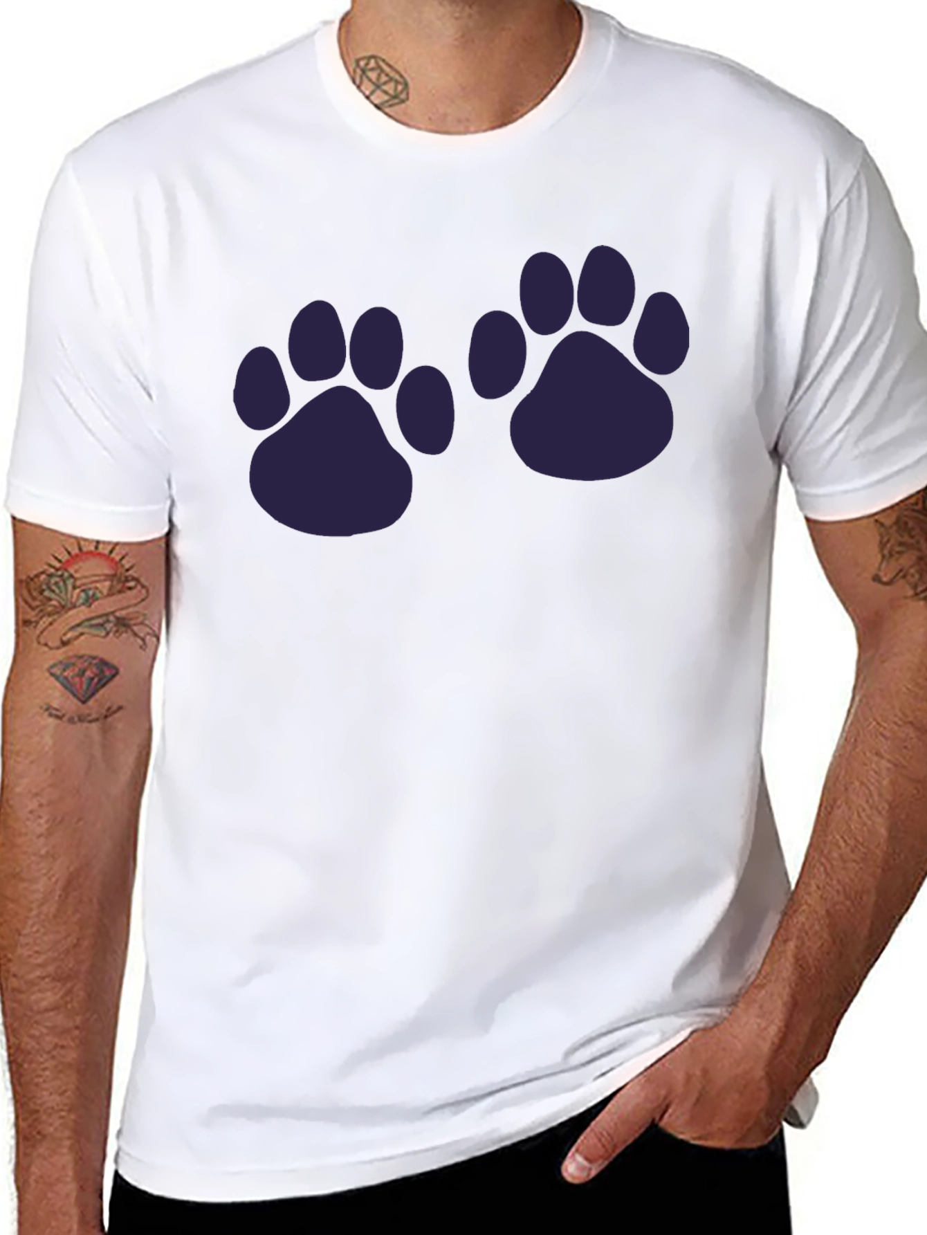 Paw Print Graphic T-Shirt - Casual Style