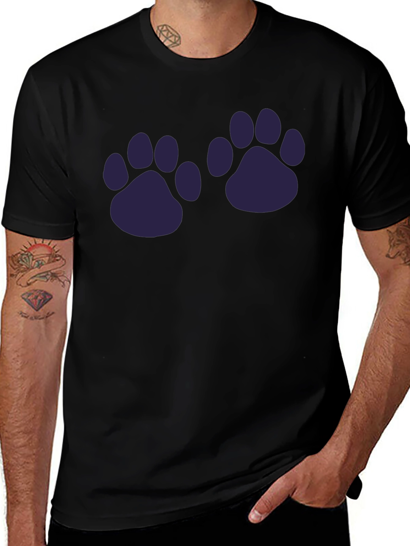 Paw Print Graphic T-Shirt - Casual Style