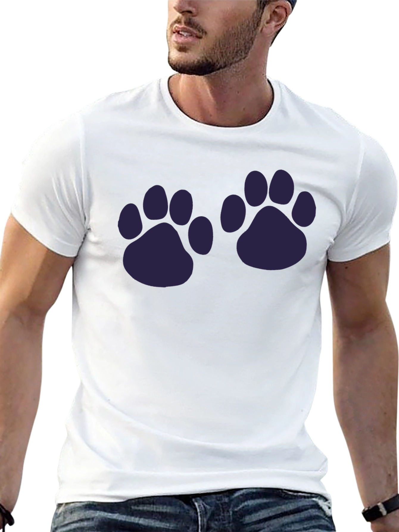 Paw Print Graphic T-Shirt - Casual Style