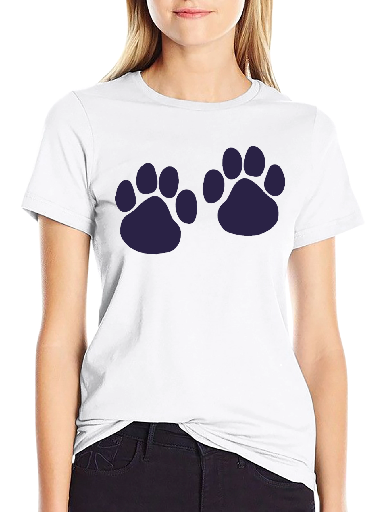 Paw Print Graphic T-Shirt - Casual Style