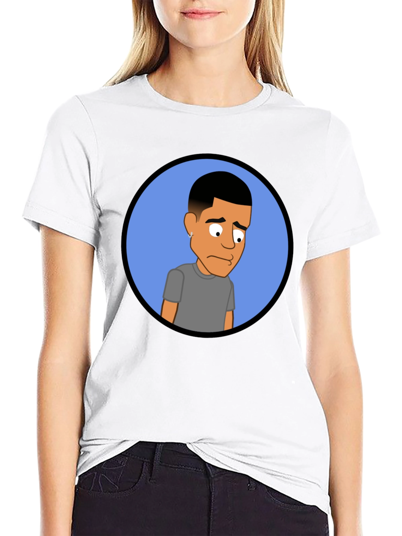 Cartoon Portrait Black Tee