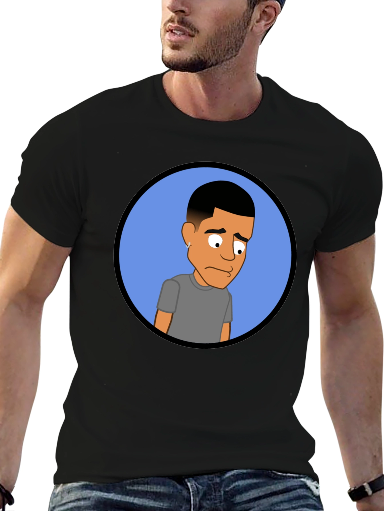 Cartoon Portrait Black Tee