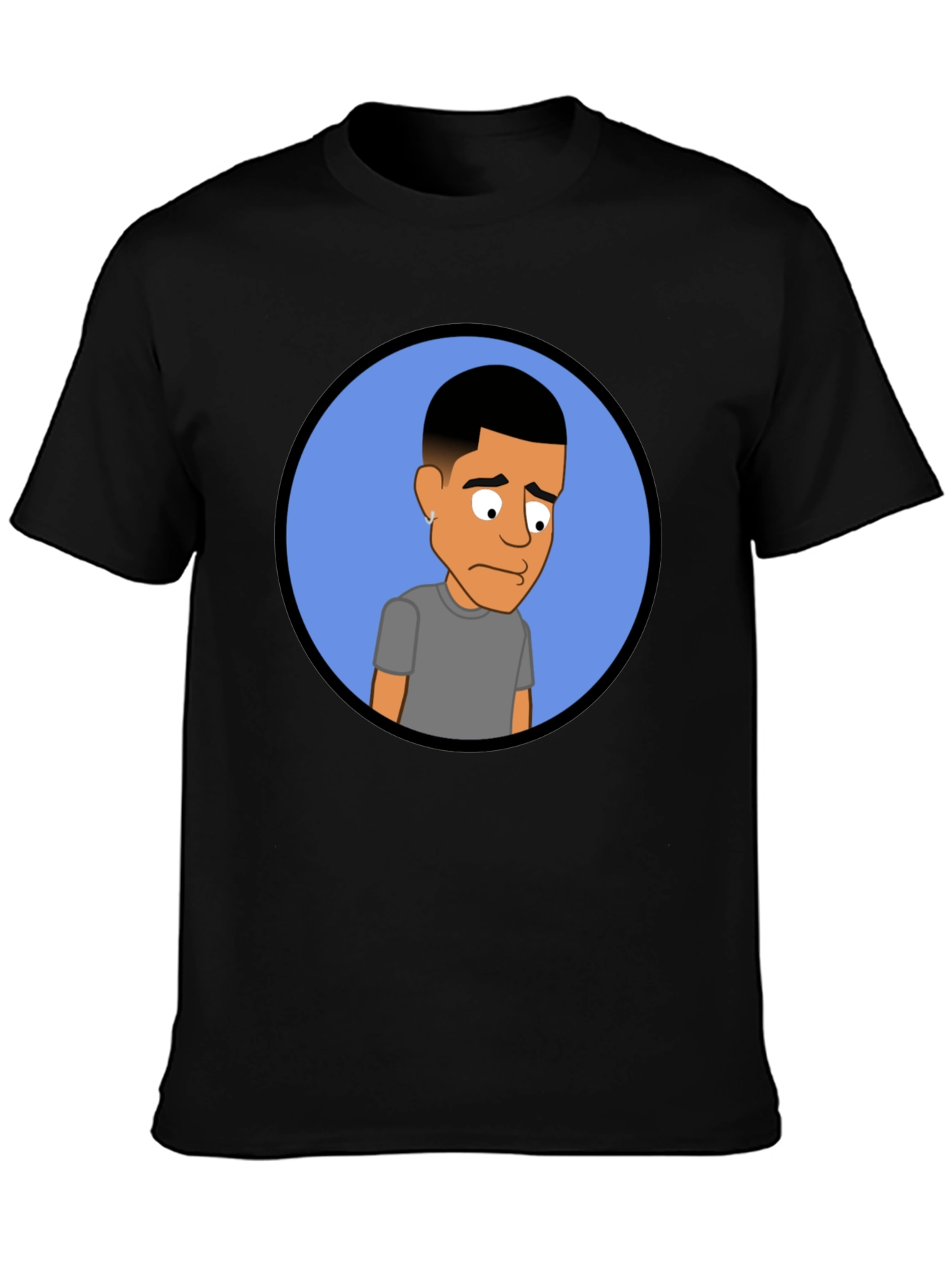 Cartoon Portrait Black Tee