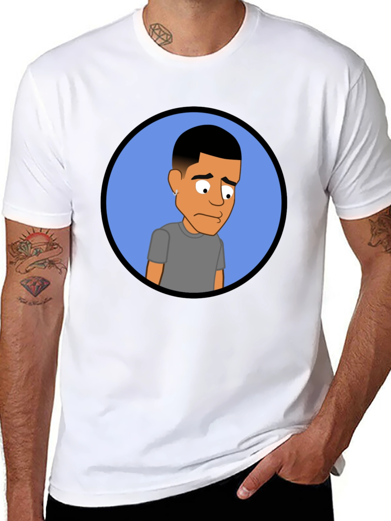 Cartoon Portrait Black Tee