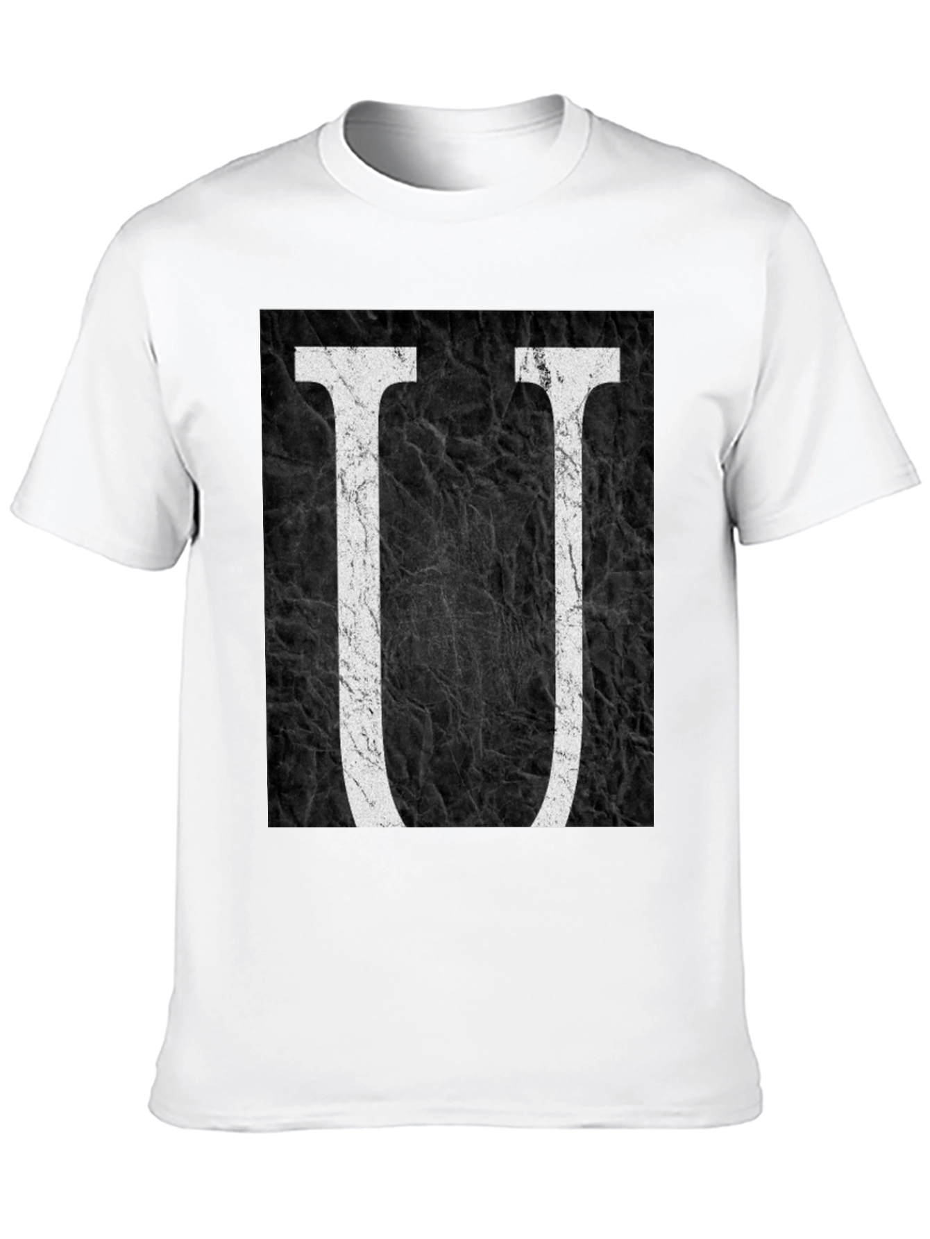 Abstract Letter U Graphic Black T-Shirt