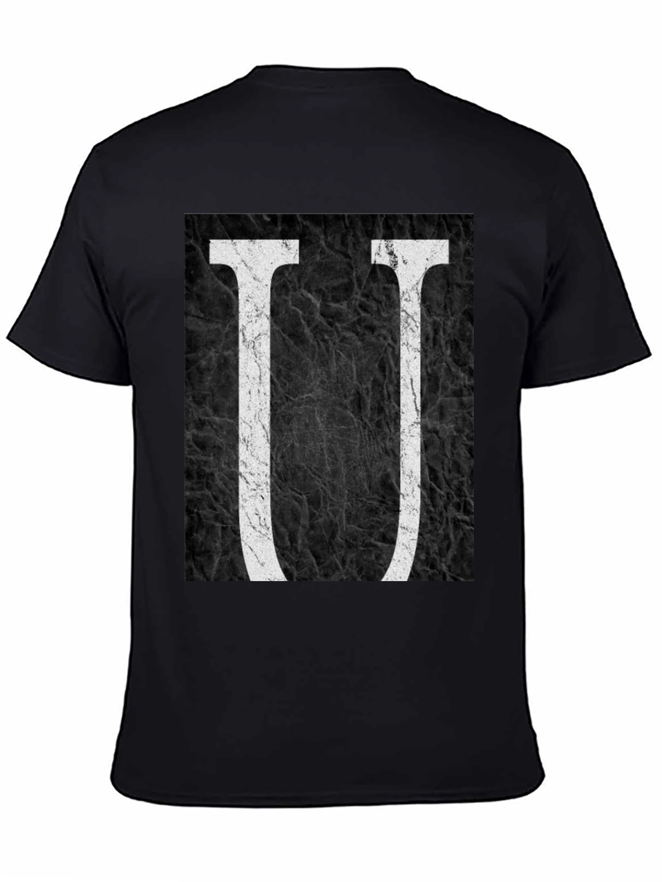 Abstract Letter U Graphic Black T-Shirt