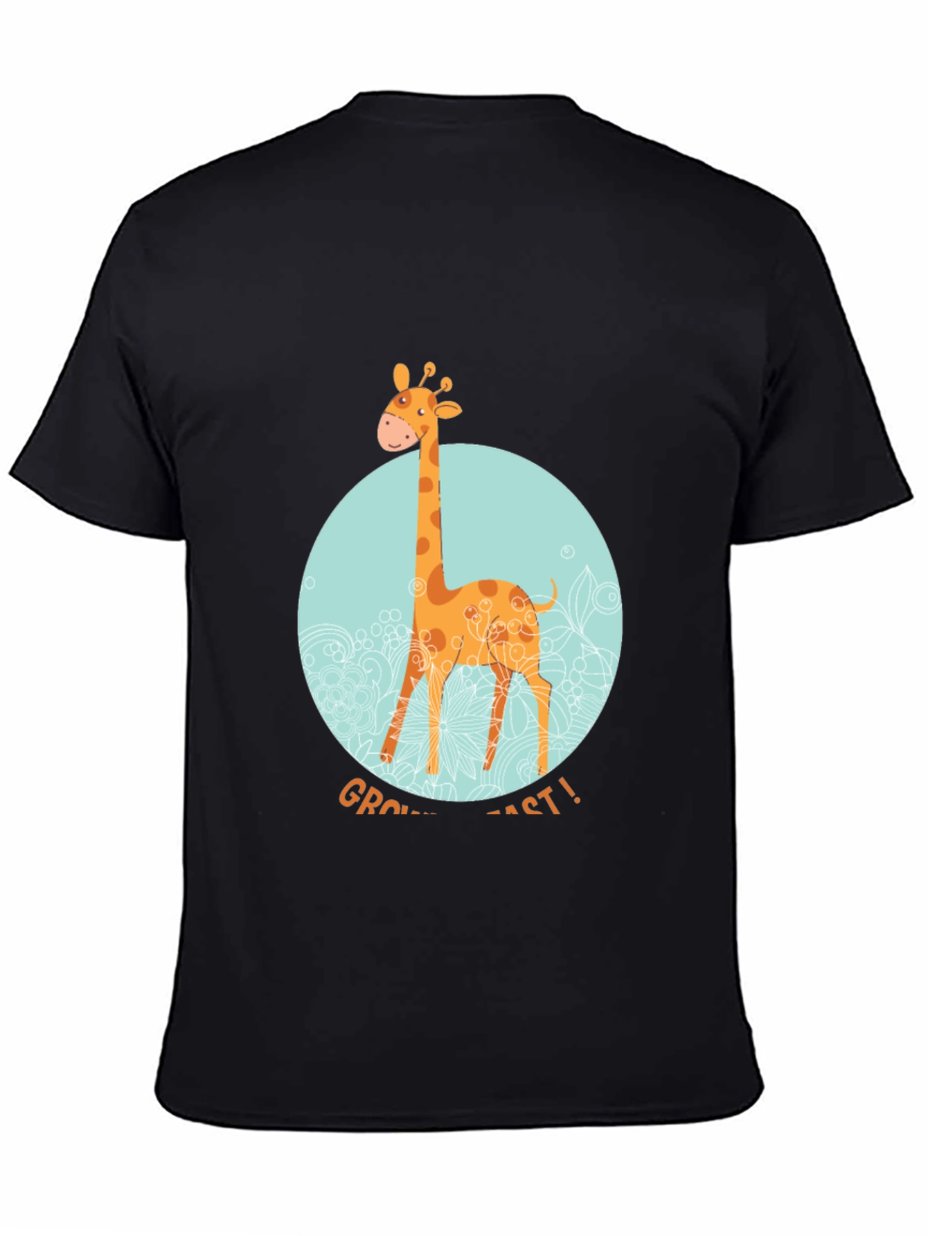 Giraffe Grow Fast! Black Graphic T-Shirt