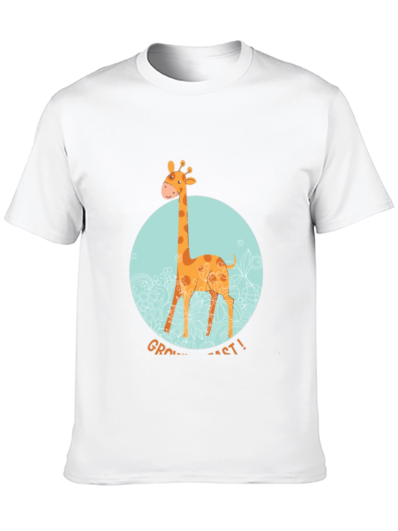 Giraffe Grow Fast! Black Graphic T-Shirt