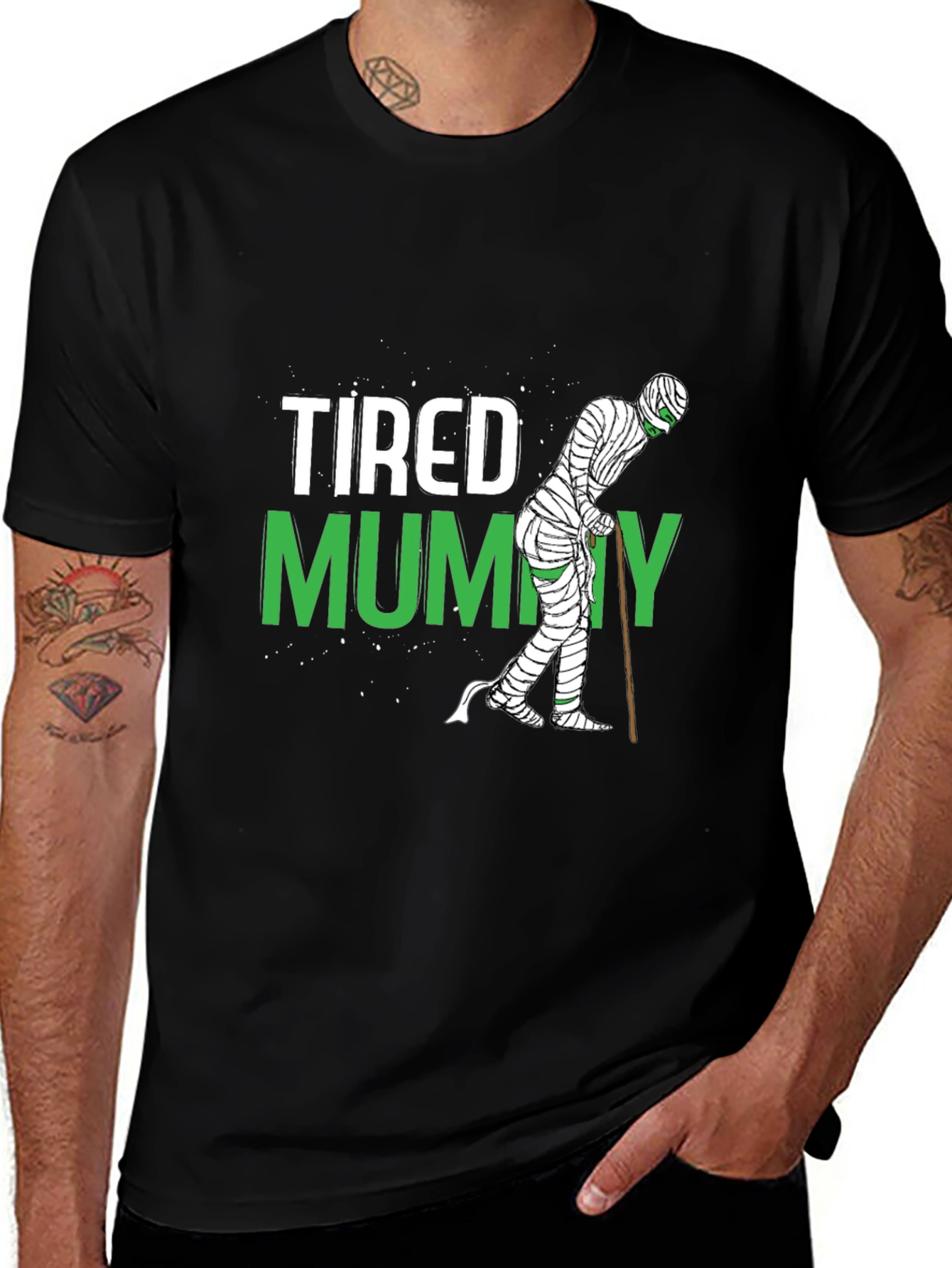 Tired Mummy Graphic T-Shirt - Halloween Costume Tee