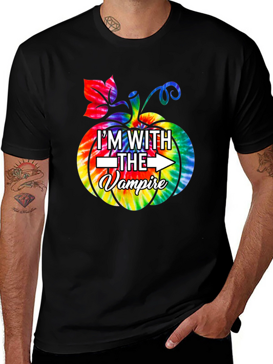 Im With The Vampire Tie Dye Pumpkin Graphic Tee