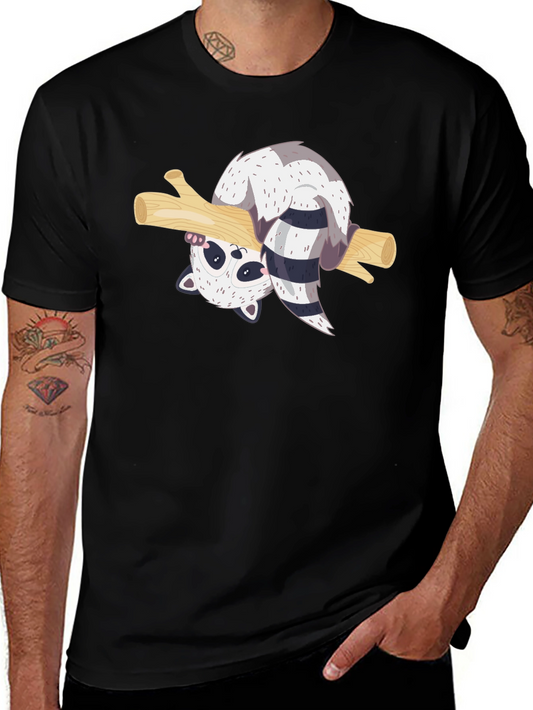 Cute Raccoon Branch Graphic T-Shirt
