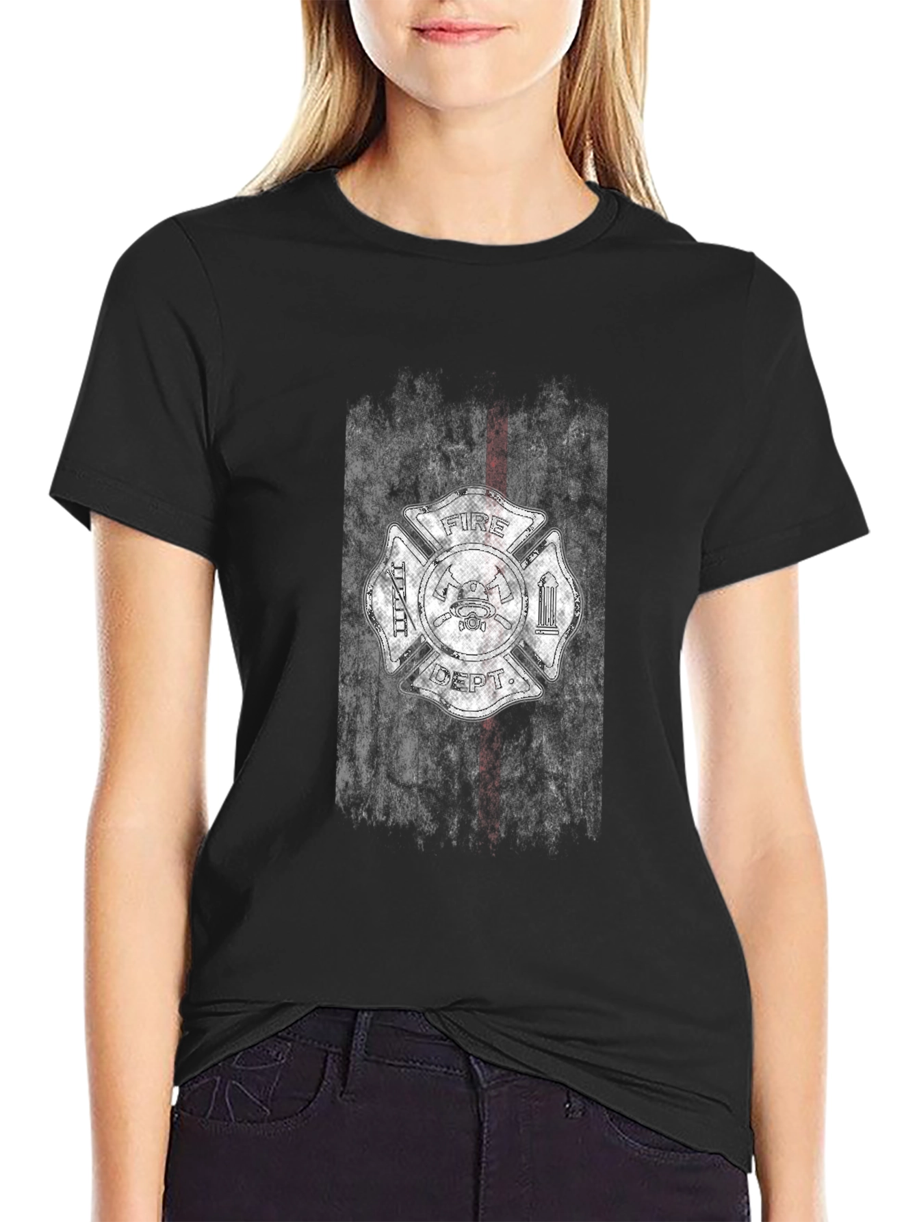 Fire Dept. Thin Red Line Graphic T-Shirt