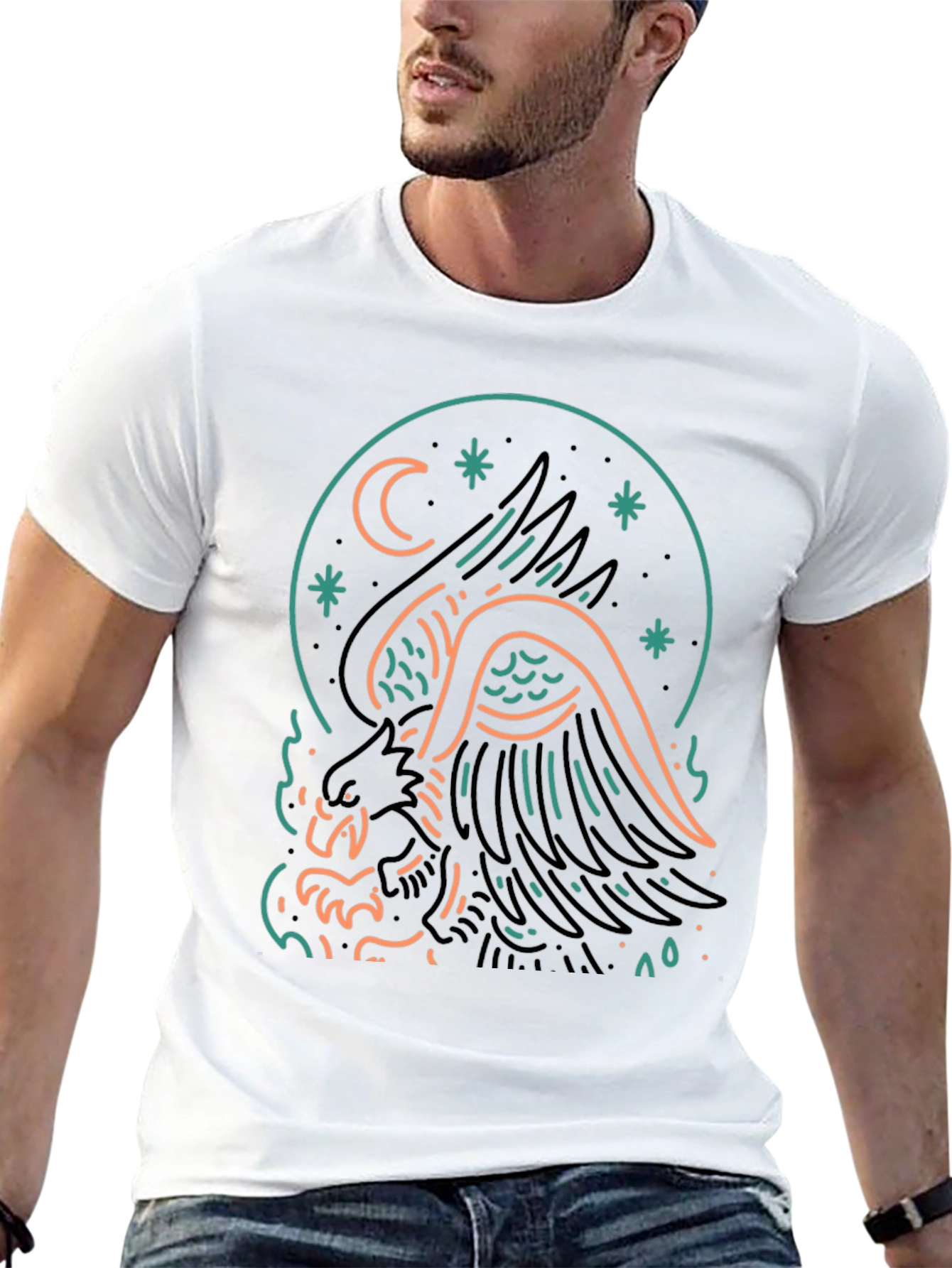 Mystic Griffin Graphic Tee - Black Cotton T-Shirt