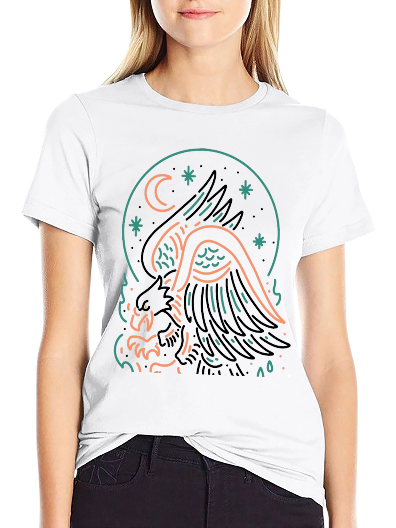 Mystic Griffin Graphic Tee - Black Cotton T-Shirt