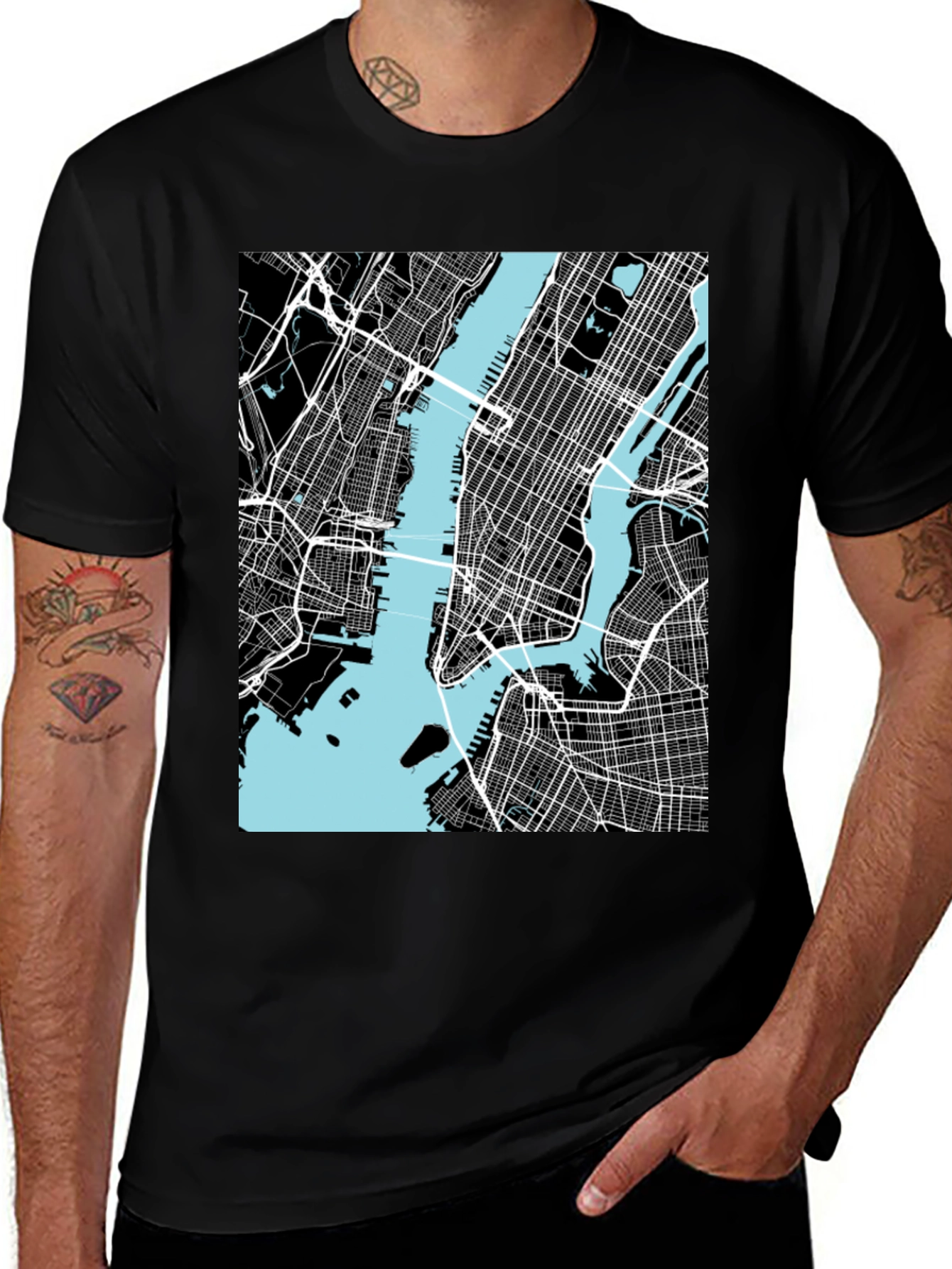 New York City Map T-Shirt - Black